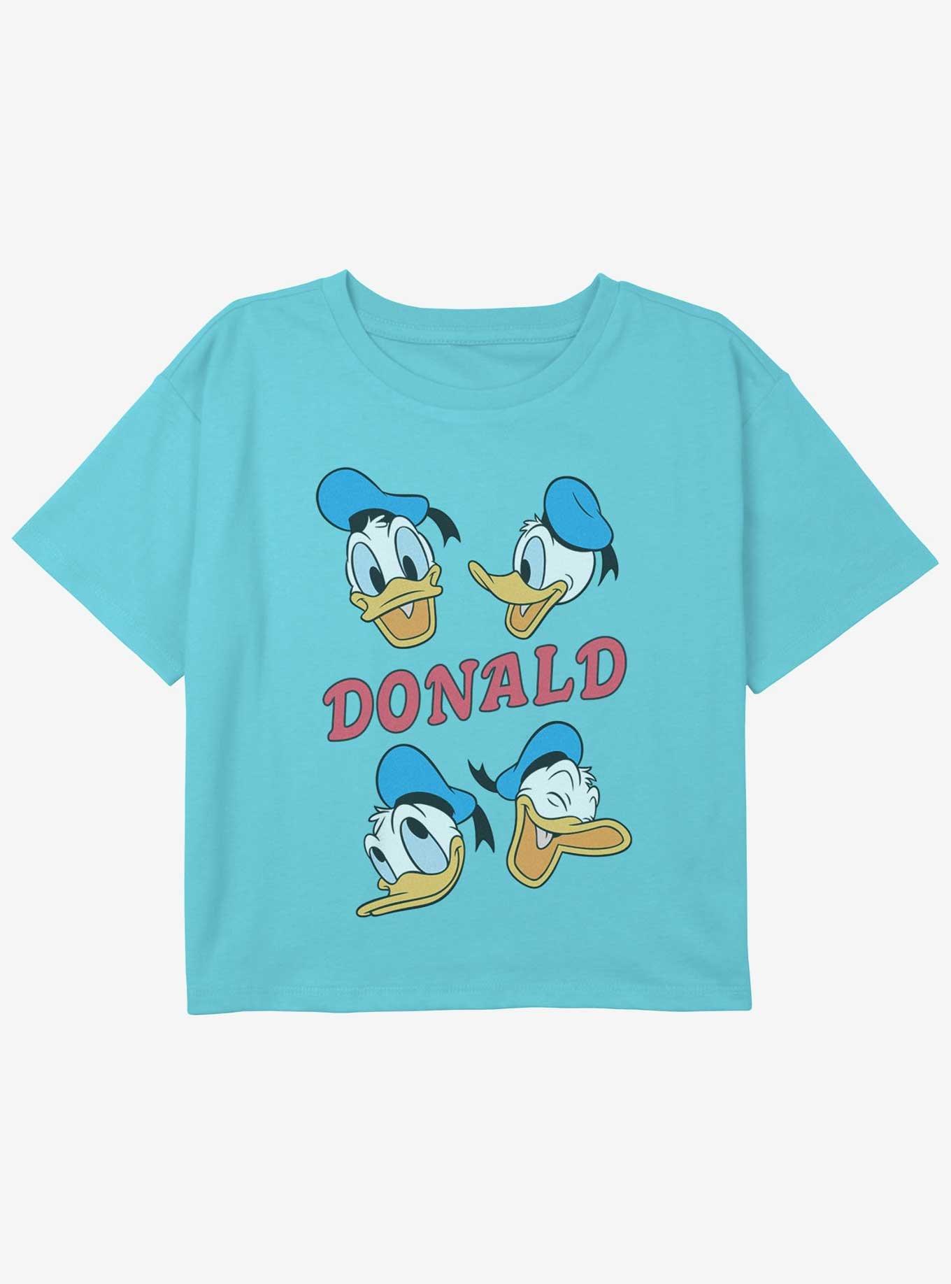 Disney Donald Duck Four Donalds Youth Girls Boxy Crop T-Shirt, BLUE, hi-res
