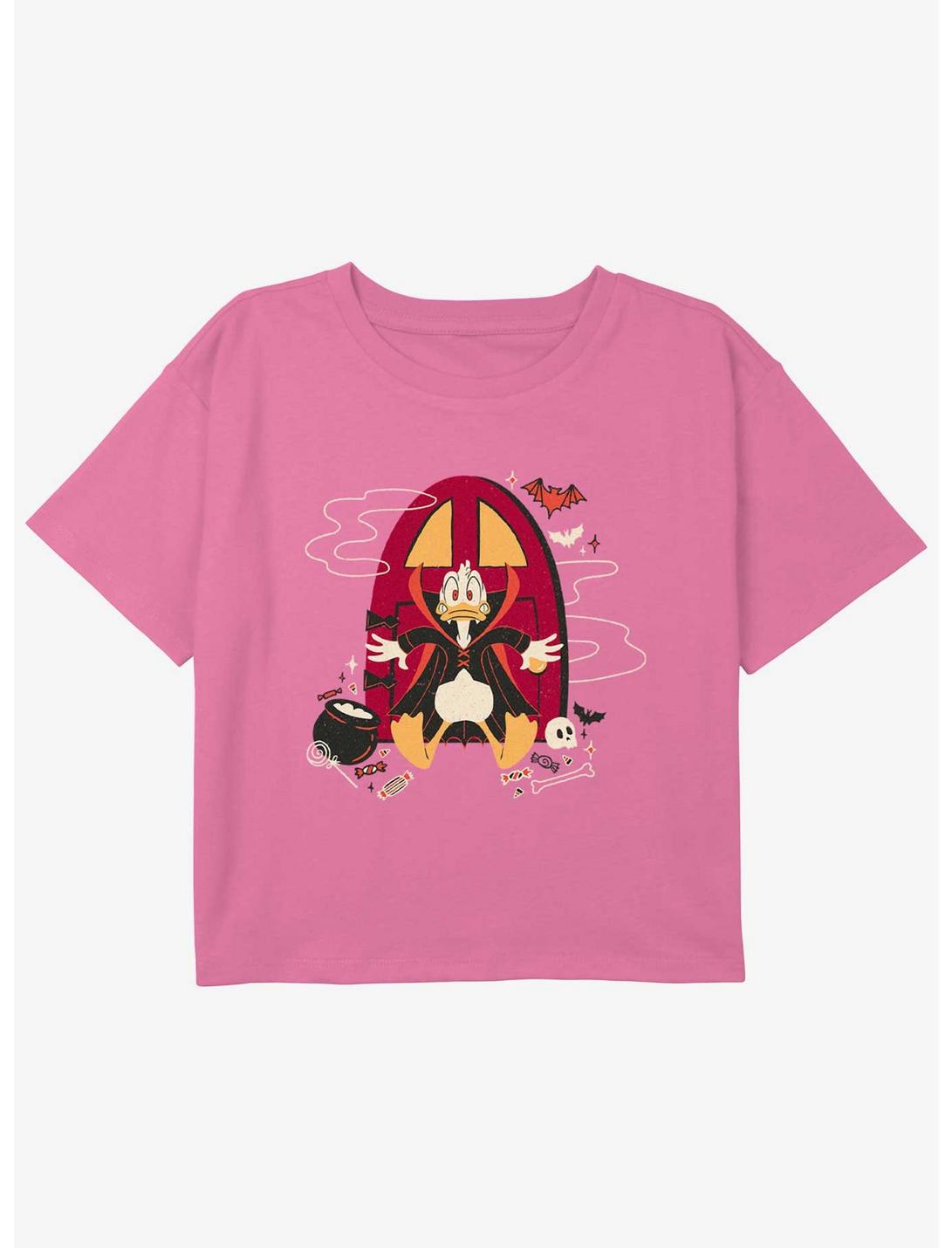 Disney Donald Duck Donald Vampire Youth Girls Boxy Crop T-Shirt, PINK, hi-res