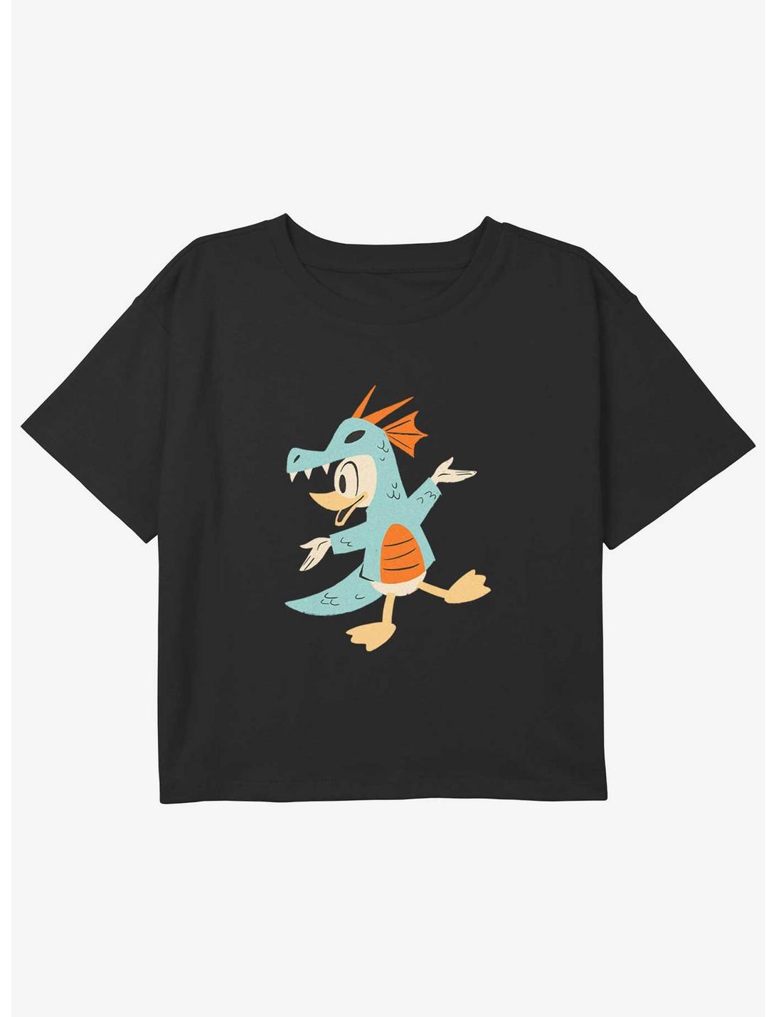 Disney Donald Duck Dragon Donald Youth Girls Boxy Crop T-Shirt, BLACK, hi-res