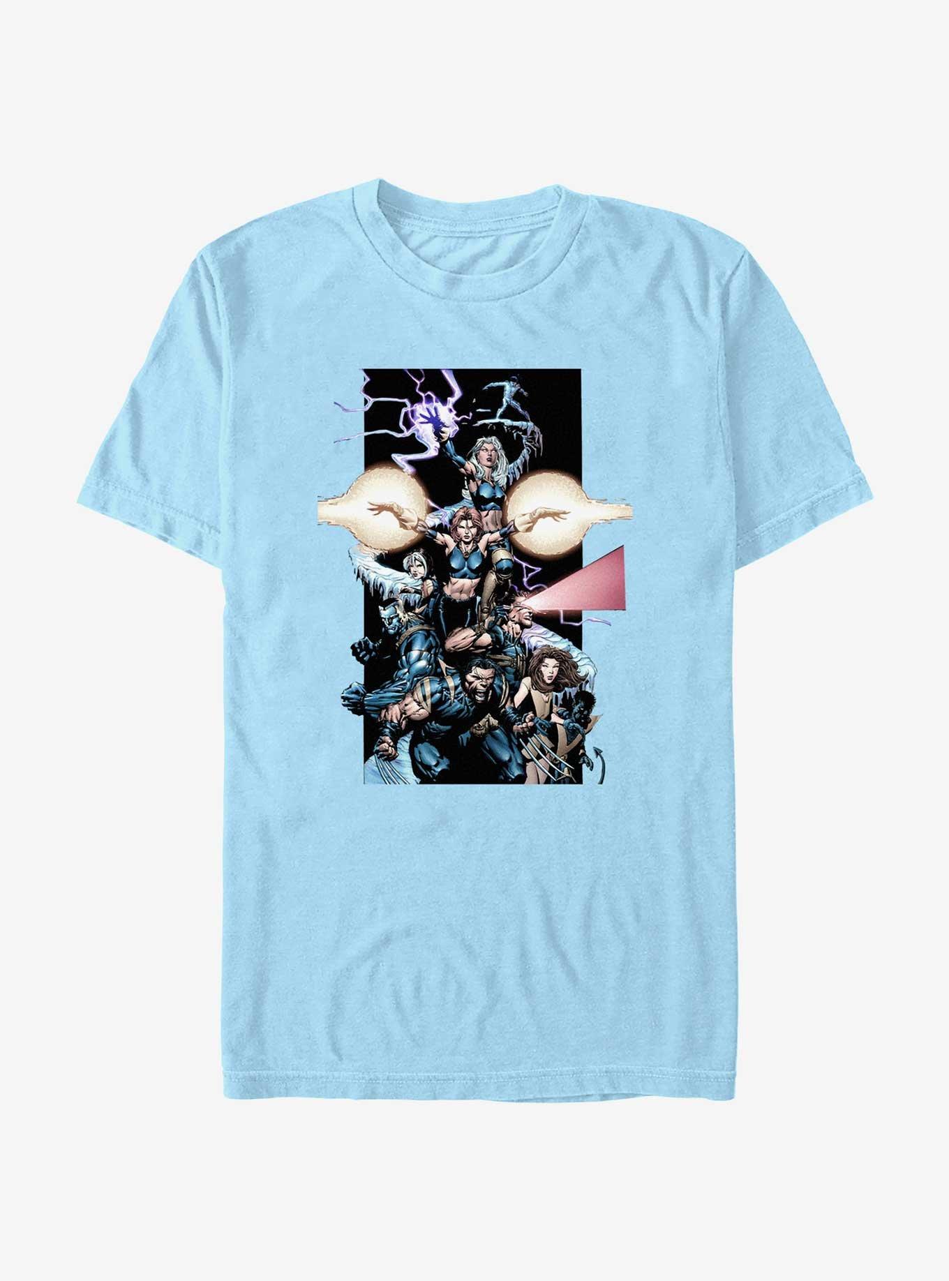 Marvel X-Men Group Fight Stance T-Shirt, LT BLUE, hi-res