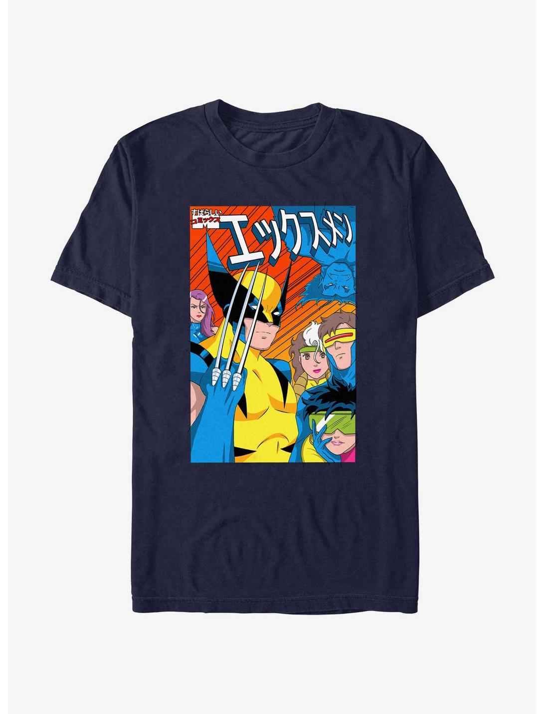 Marvel X-Men Team Anime Style Cover T-Shirt, NAVY, hi-res
