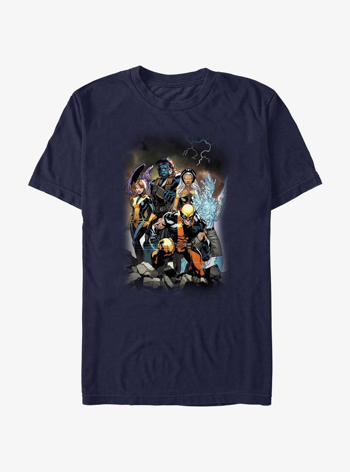 Marvel X-Men Attack Stance Poster T-Shirt, NAVY, hi-res