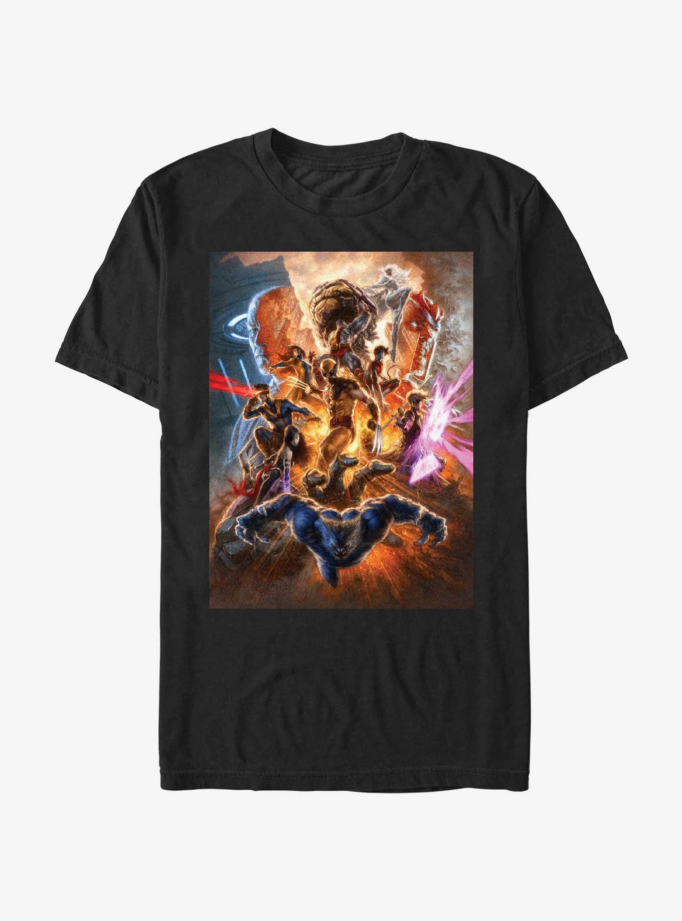 Marvel X-Men Battle Poster T-Shirt, BLACK, hi-res