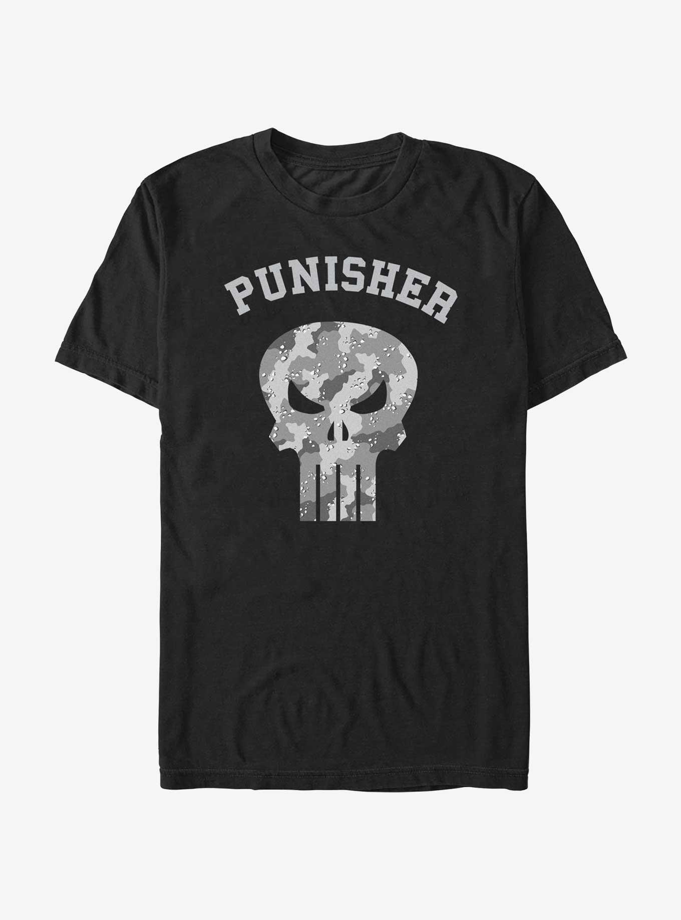 Marvel Punisher Camo Punisher Logo T-Shirt, BLACK, hi-res