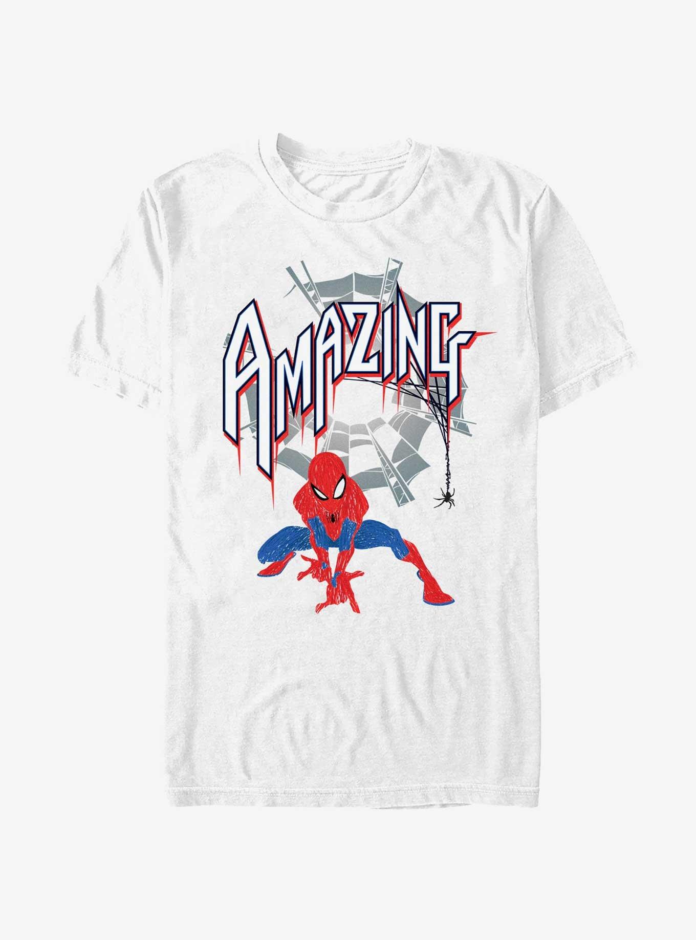 Marvel Spider-Man Amazing Drawing Style T-Shirt, WHITE, hi-res