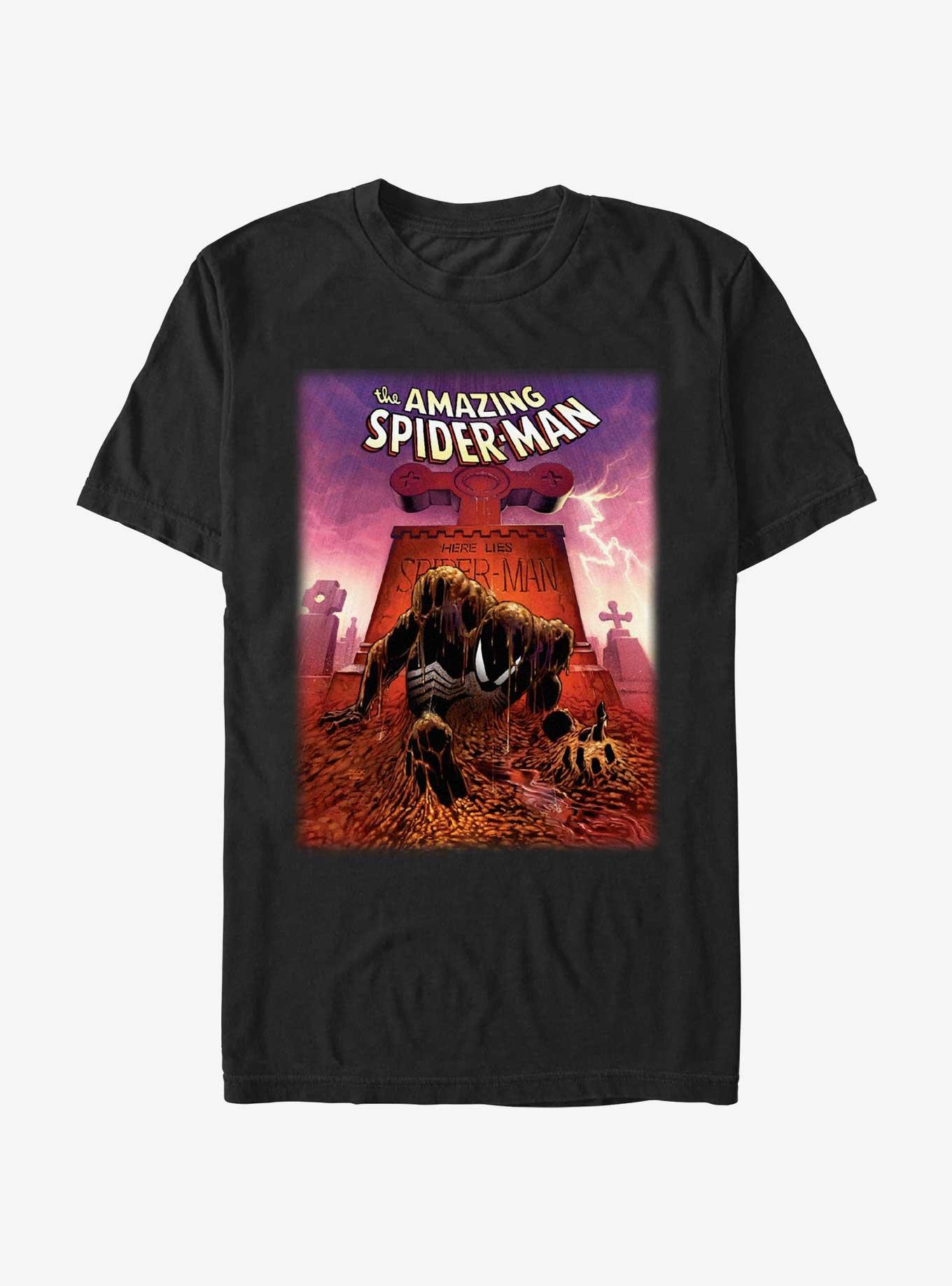 Marvel Spider-Man Grave Poster T-Shirt, BLACK, hi-res