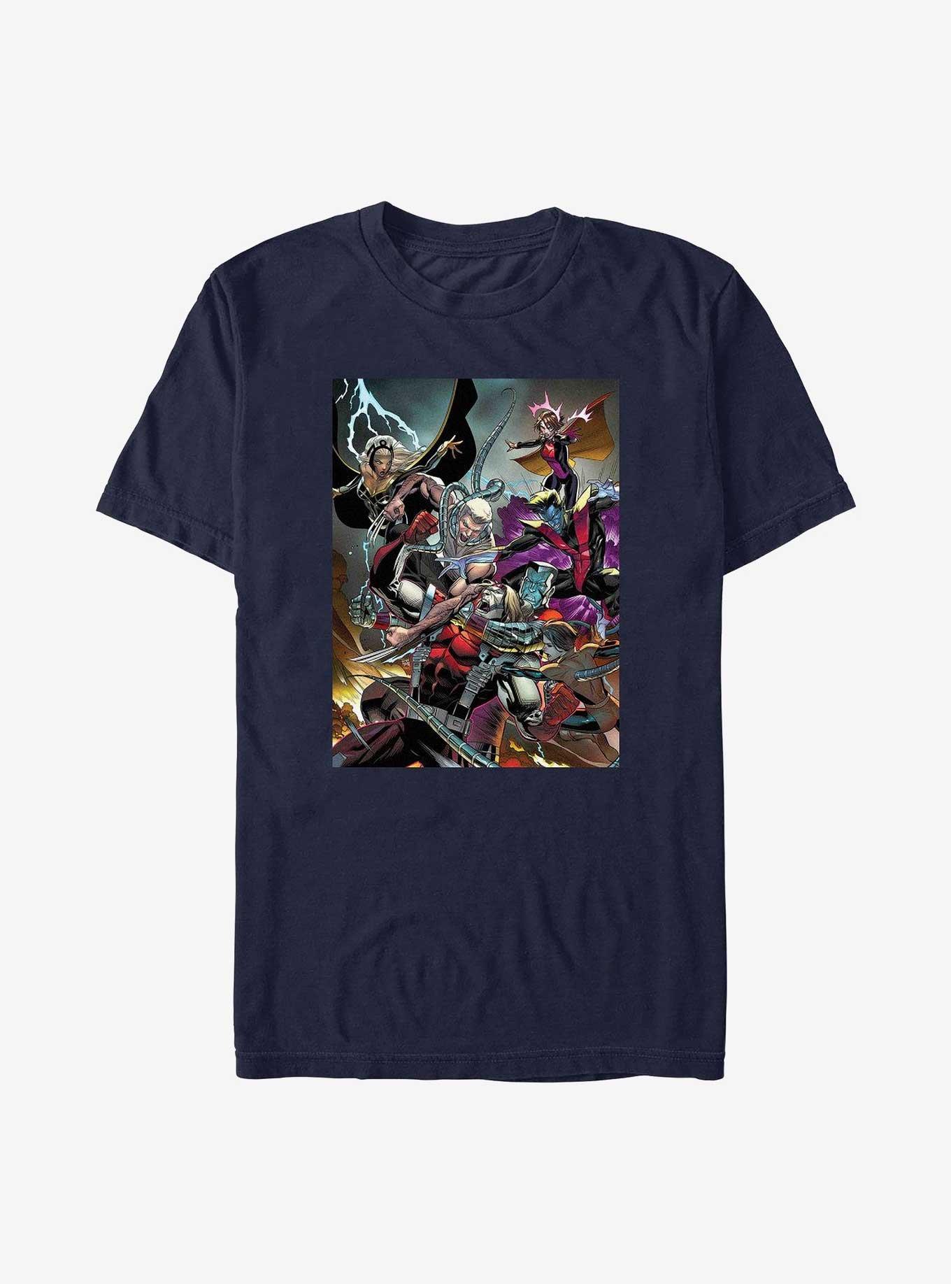 Marvel X-Men Group Battle T-Shirt, NAVY, hi-res