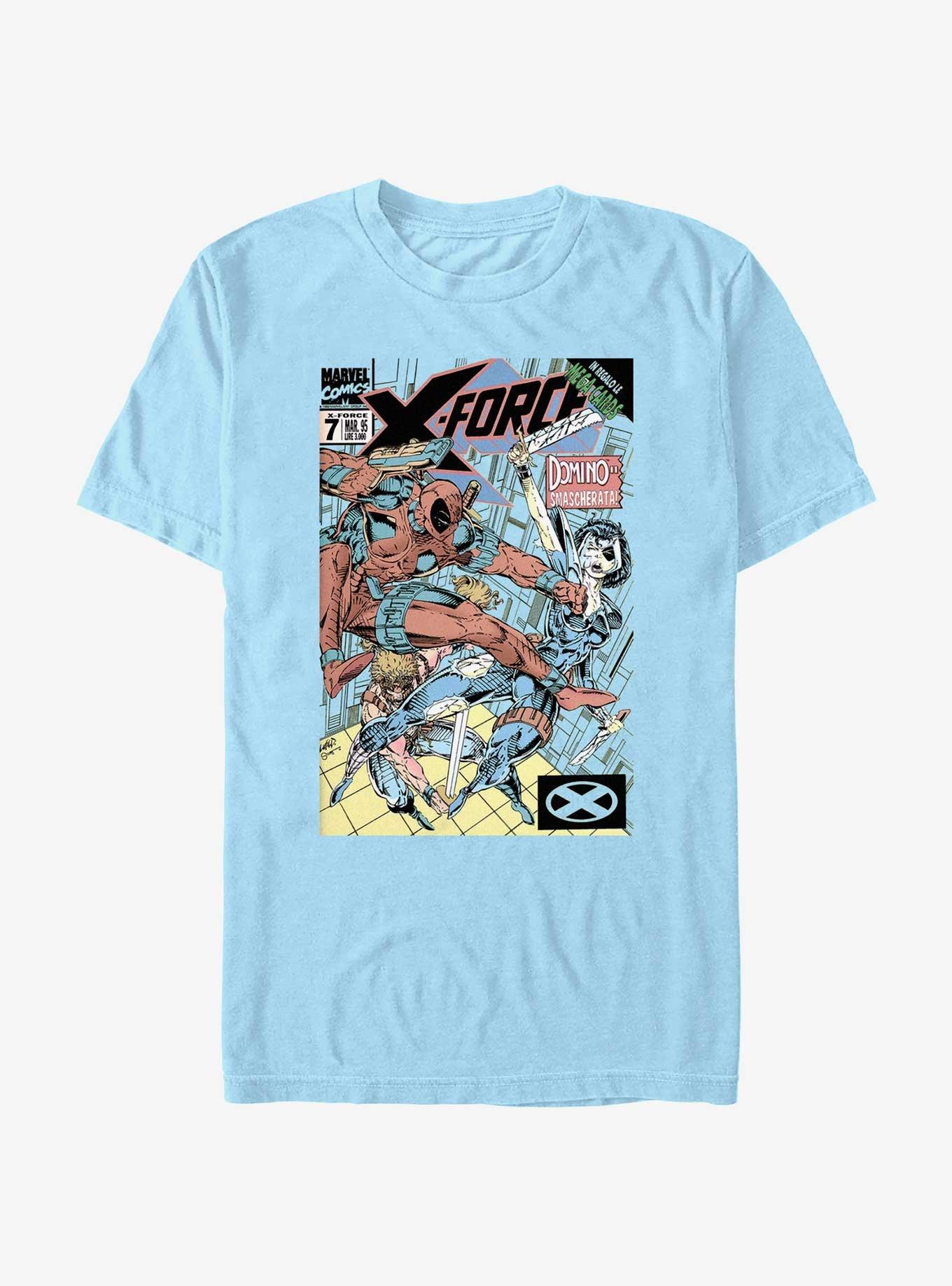 Marvel X-Men X Force Domino Smascherata Comic Cover T-Shirt, LT BLUE, hi-res
