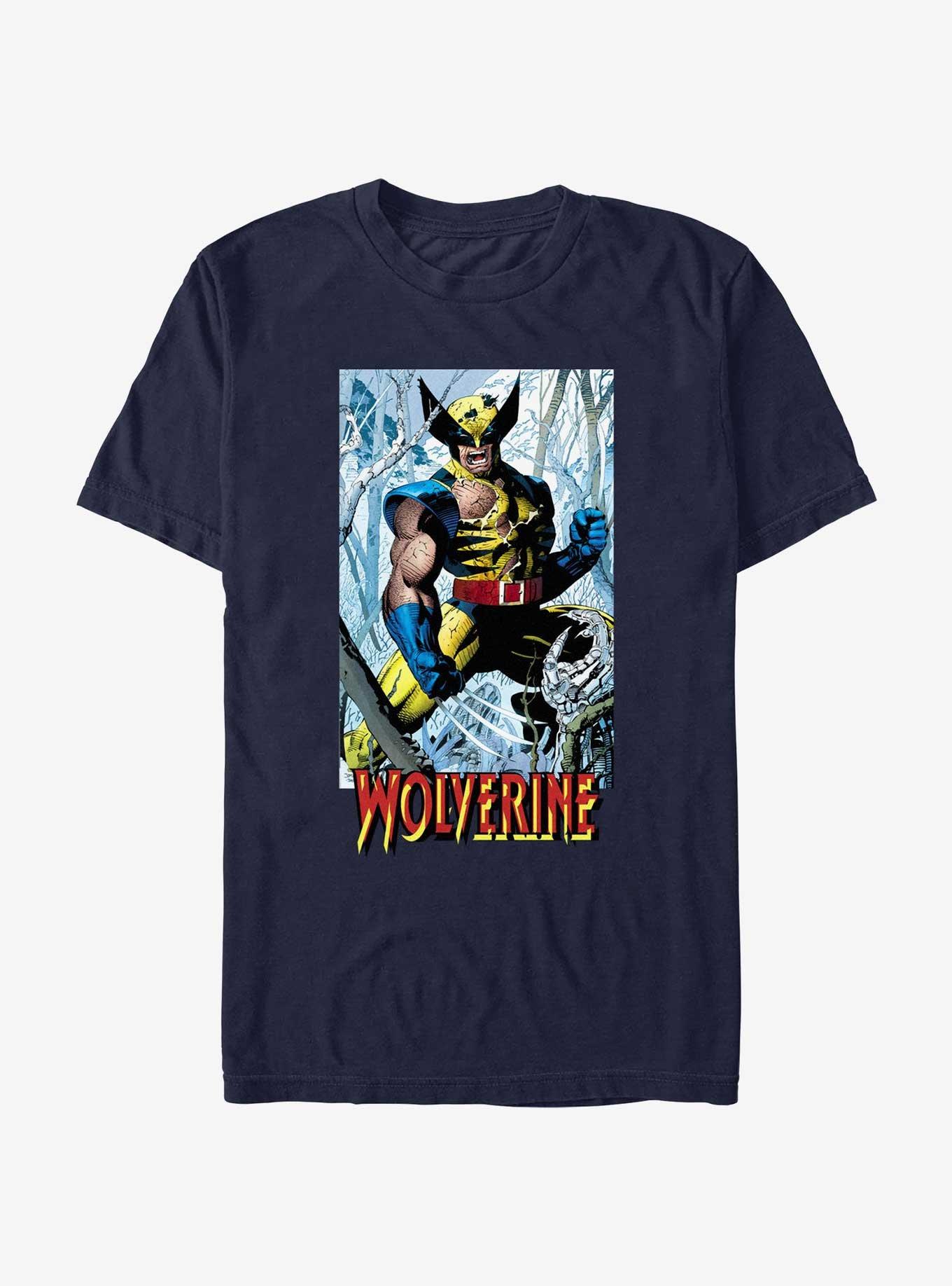 Marvel X-Men Wolverine Poster Portrait T-Shirt, NAVY, hi-res