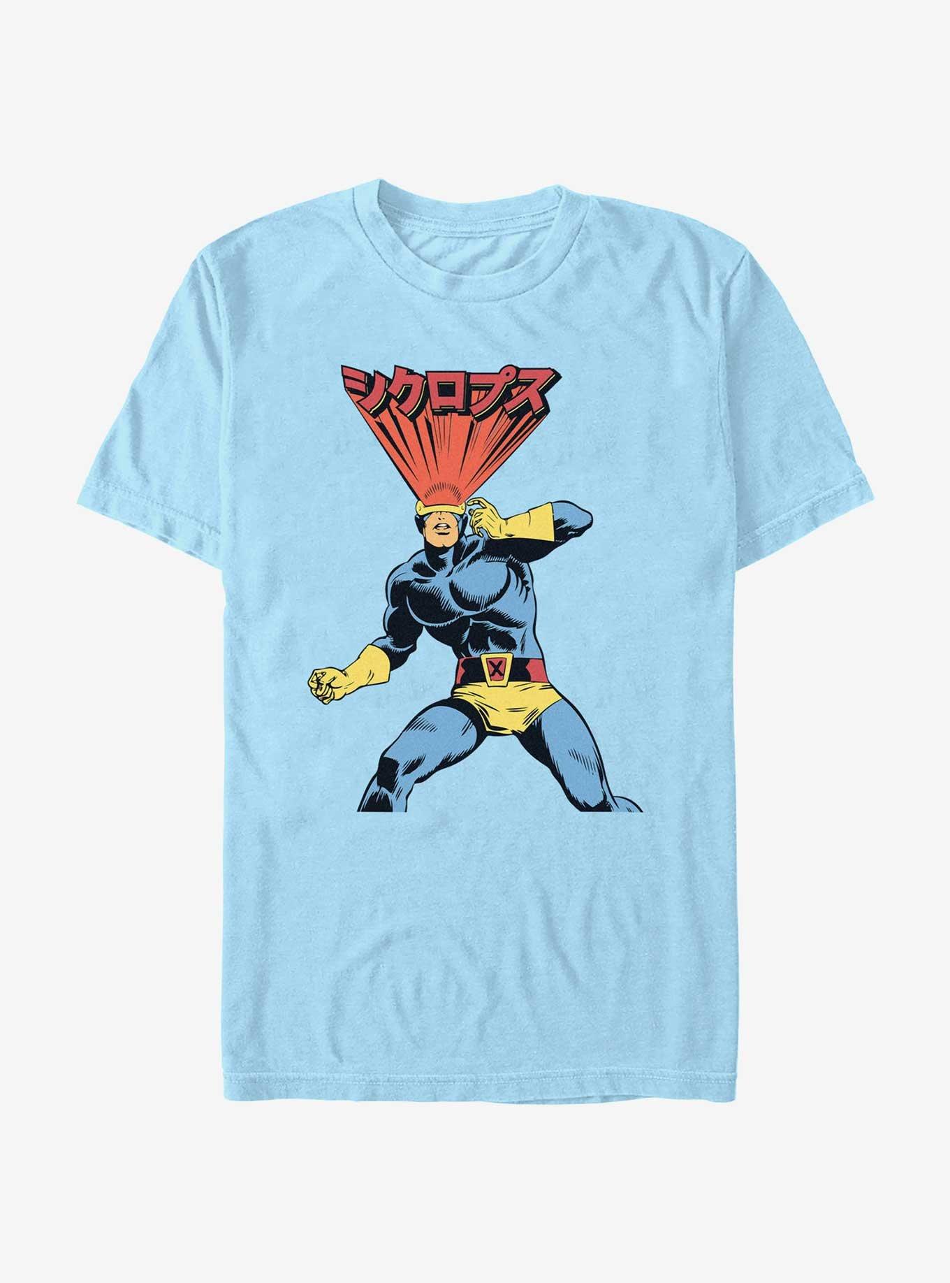 Marvel X-Men Cyclops Japanese Writing T-Shirt, LT BLUE, hi-res