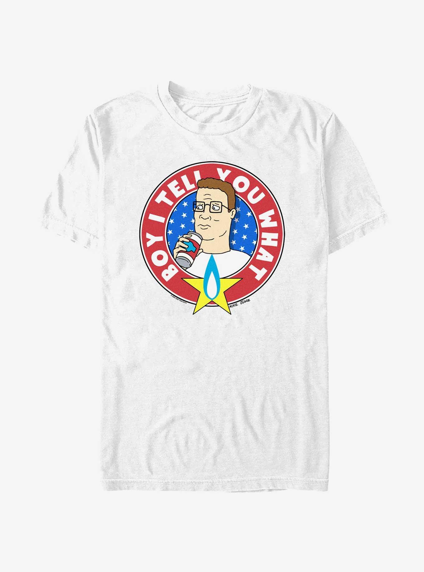 King of the Hill Boy I Tell You What Badge T-Shirt, WHITE, hi-res