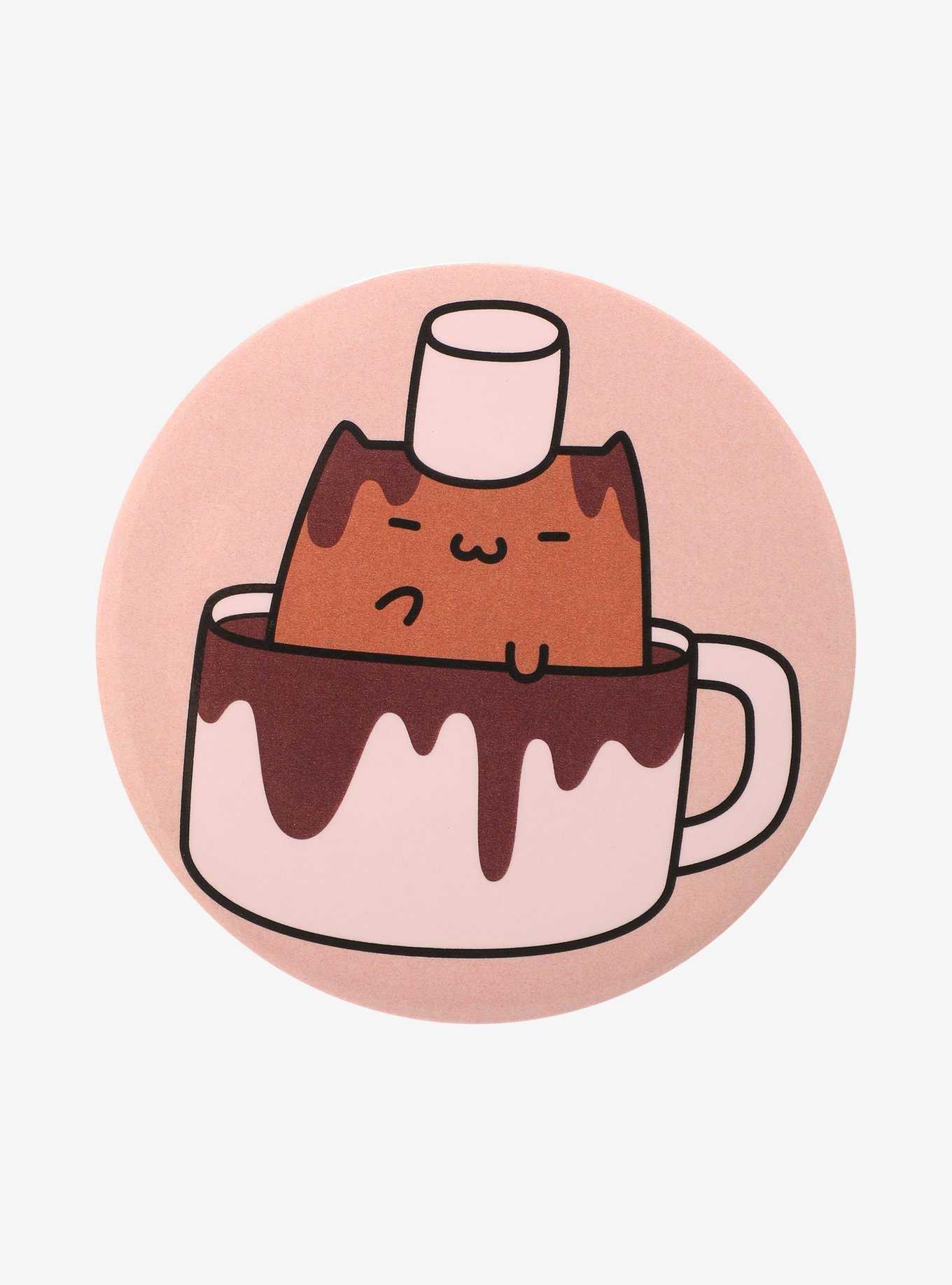 Cat Hot Chocolate 3 Inch Button, , hi-res