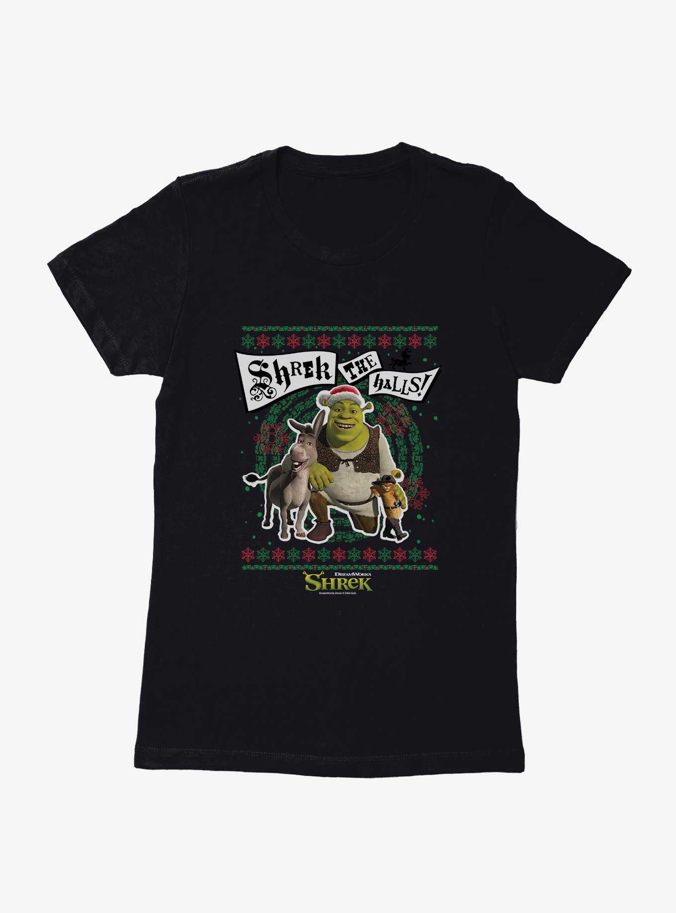 Shrek Shrek The Halls! Group Ugly Christmas Sweater Womens T-Shirt, , hi-res