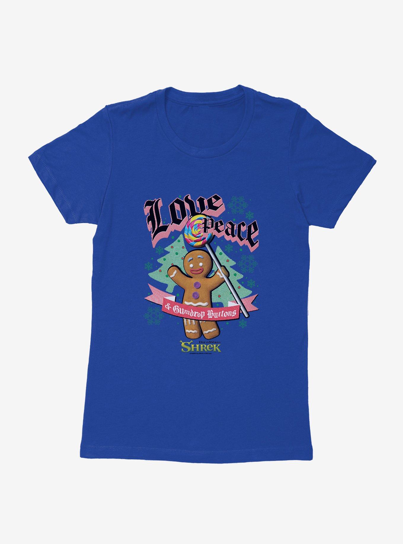 Shrek Love Peace & Gumdrop Buttons Womens T-Shirt, ROYAL, hi-res