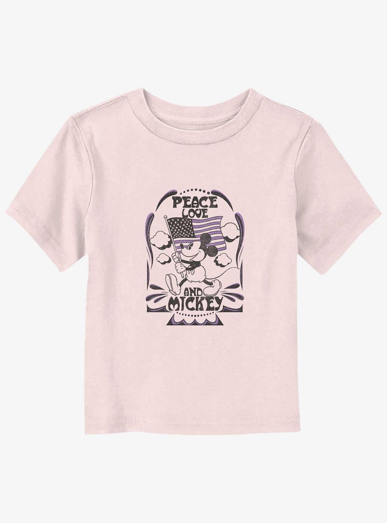 Disney Mickey Mouse Peace Love American Flag Toddler T-Shirt, , hi-res