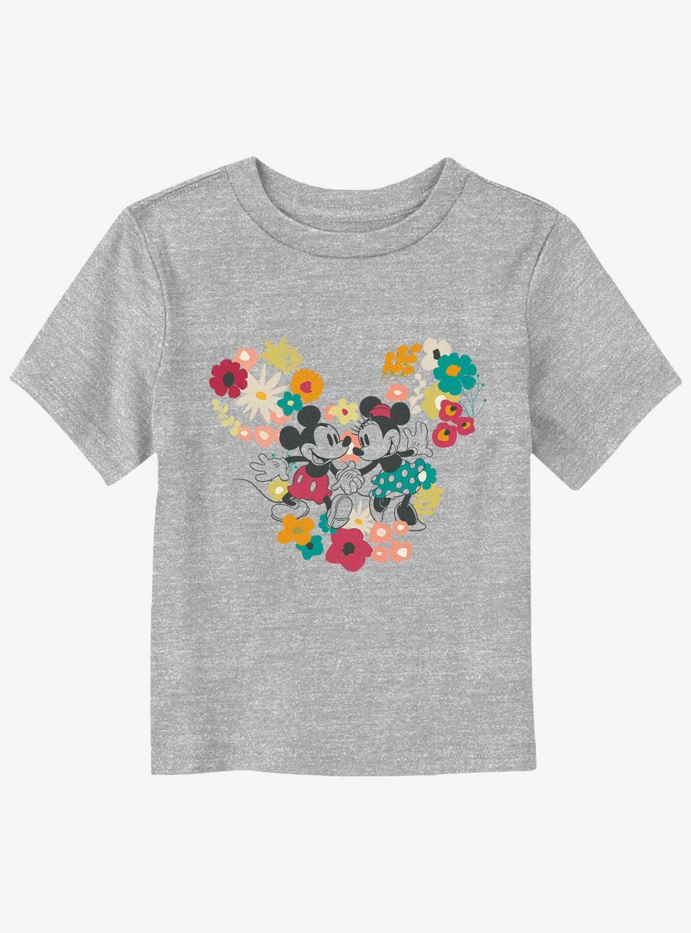 Disney Mickey and Minnie Mouse Floral Outline Toddler T-Shirt, , hi-res