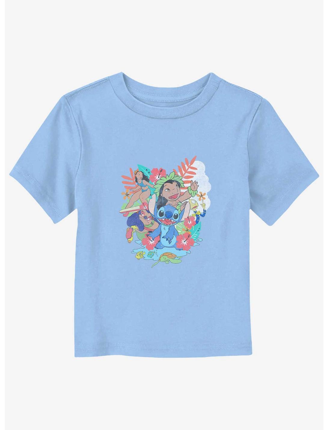 Disney Lilo & Stitch Floral Ohana Toddler T-Shirt, LT BLUE, hi-res