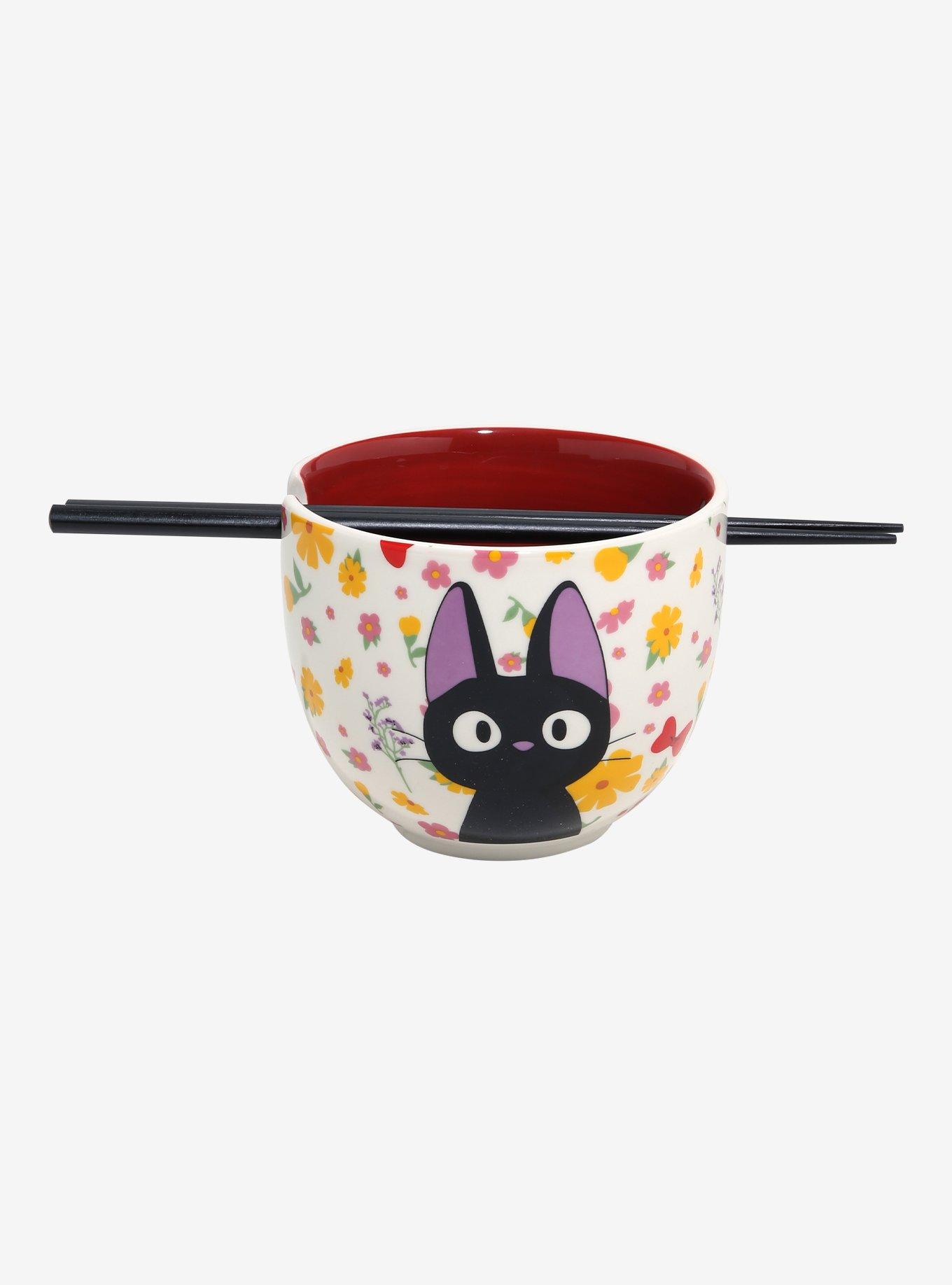 Studio Ghibli® Kiki's Delivery Service Floral Jiji Ramen Bowl with Chopsticks - BoxLunch Exclusive, , hi-res