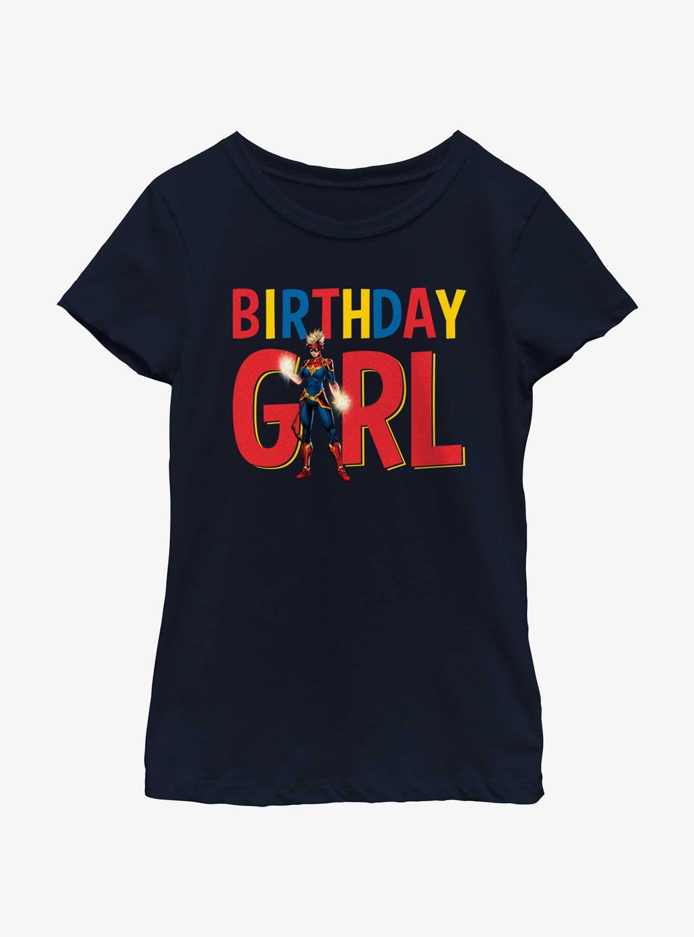 Marvel Avengers Birthday Girl Captain Marvel Youth Girls T-Shirt, , hi-res