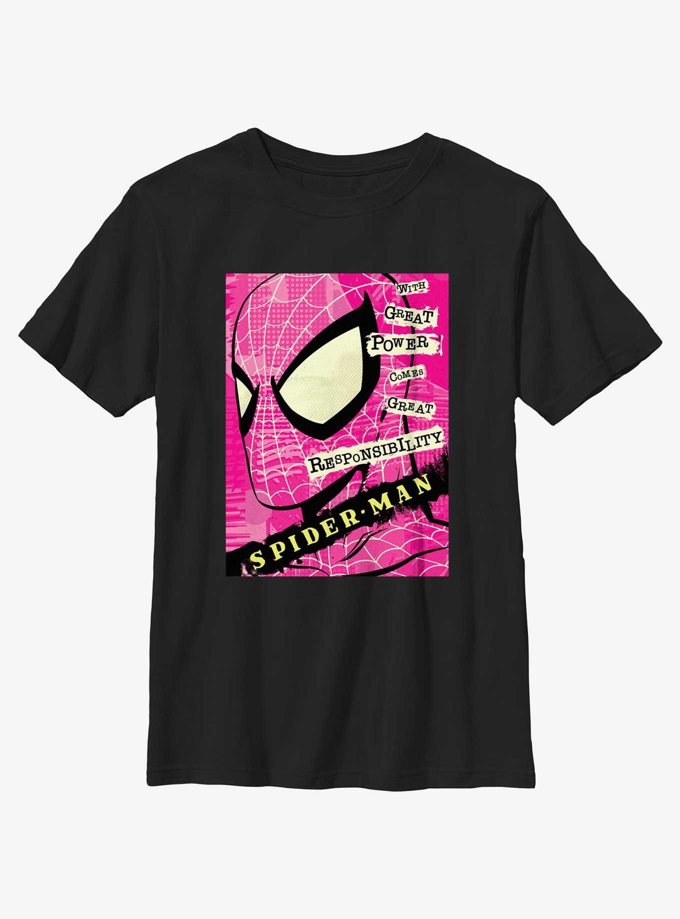 Marvel Spider-Man Power And Responsibility Quote Youth T-Shirt, , hi-res