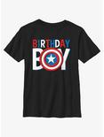 Marvel Avengers Birthday Boy Icon Captain America Youth T-Shirt, BLACK, hi-res
