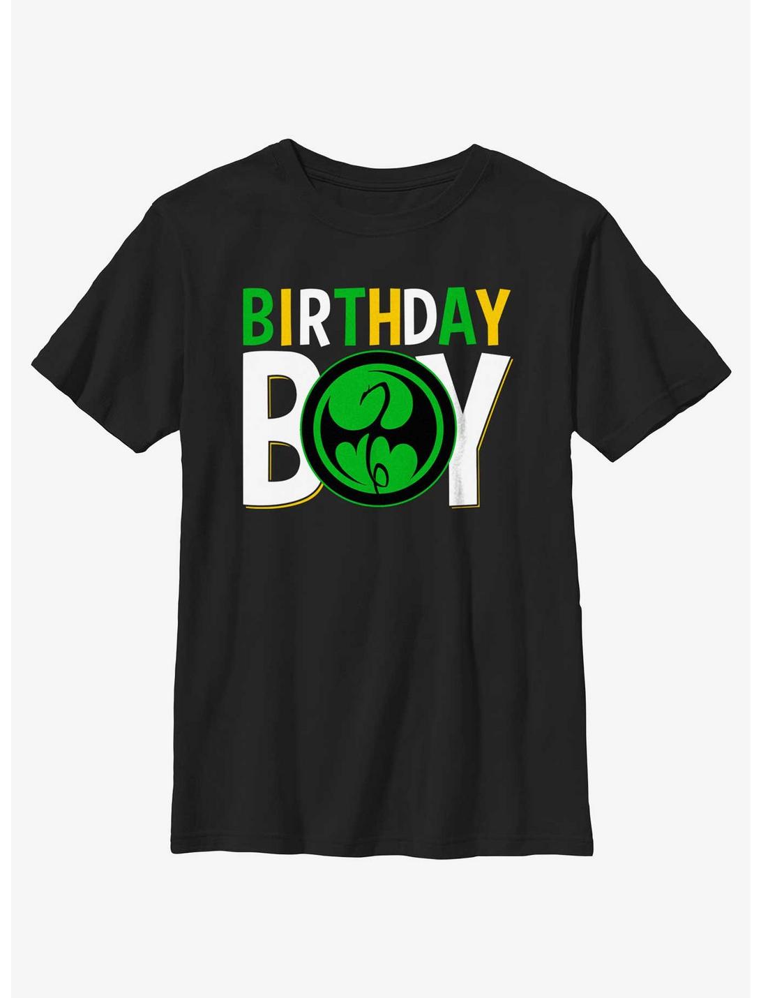 Marvel Avengers Birthday Boy Icon Iron Fist Youth T-Shirt, BLACK, hi-res