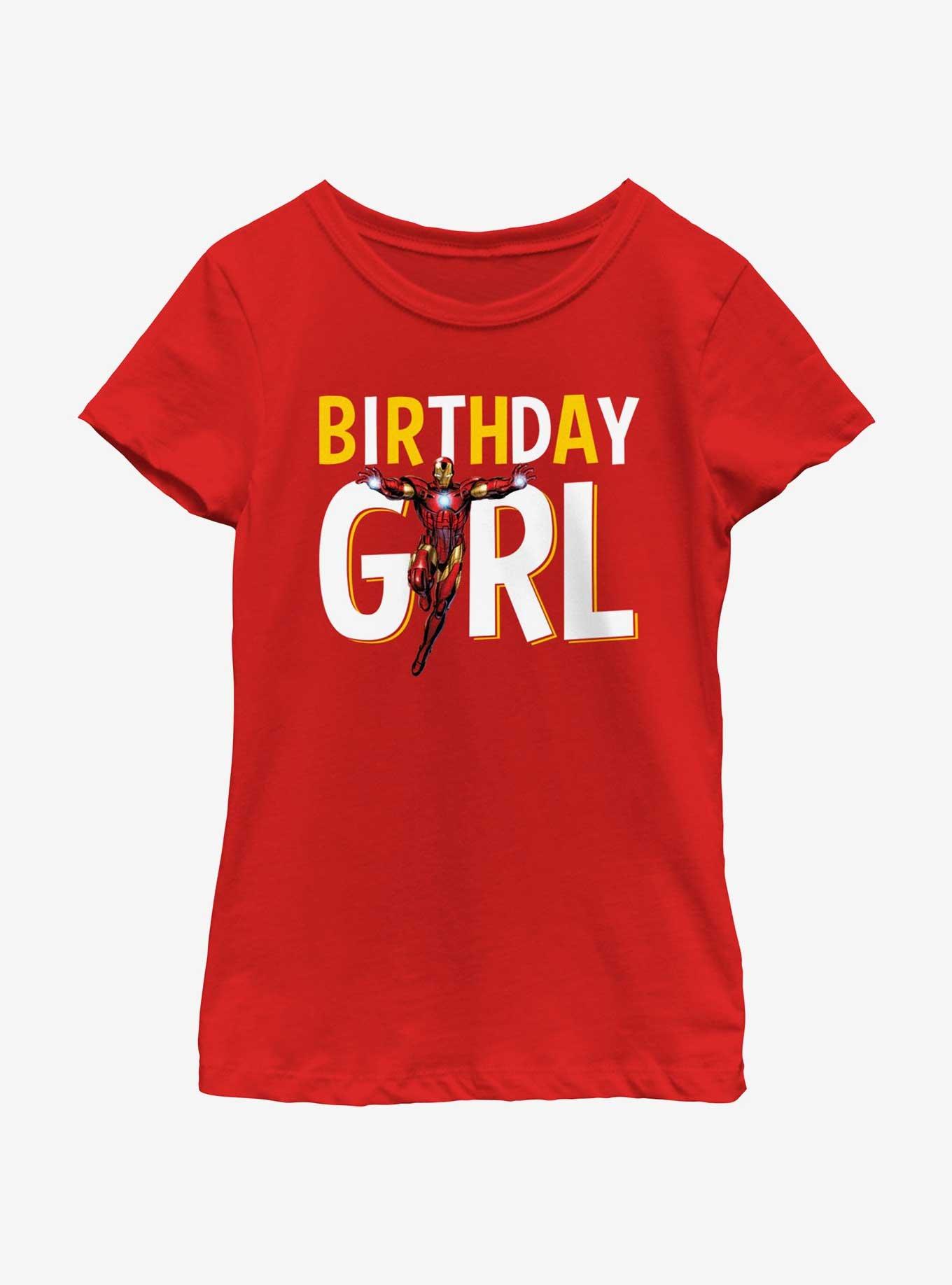 Marvel Avengers Birthday Girl Iron Man Youth Girls T-Shirt RED