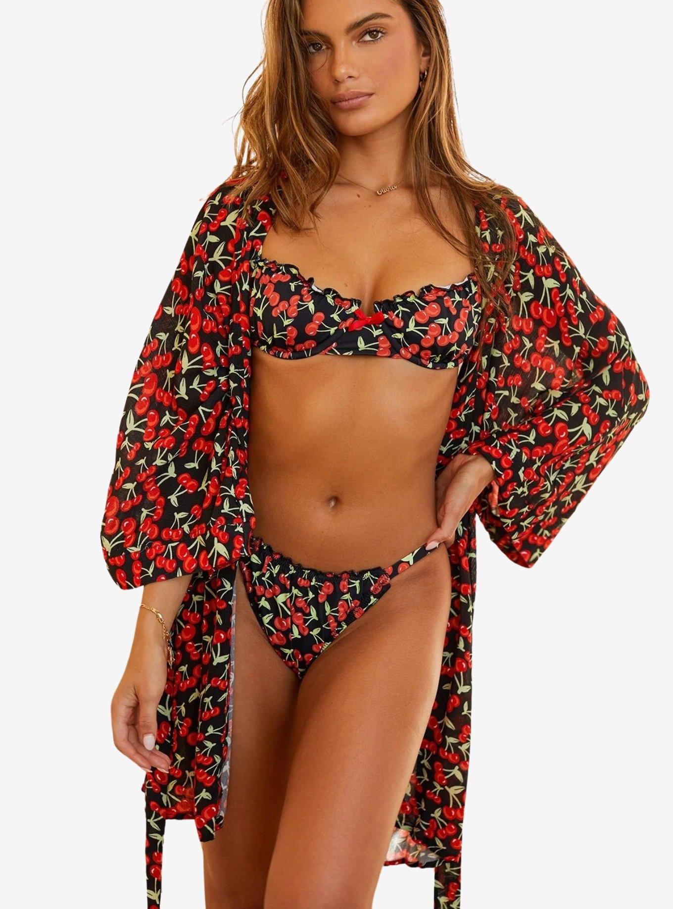 Dippin' Daisy's Marilyn Swim Cover-Up Belted Robe Cherise, MULTI, hi-res