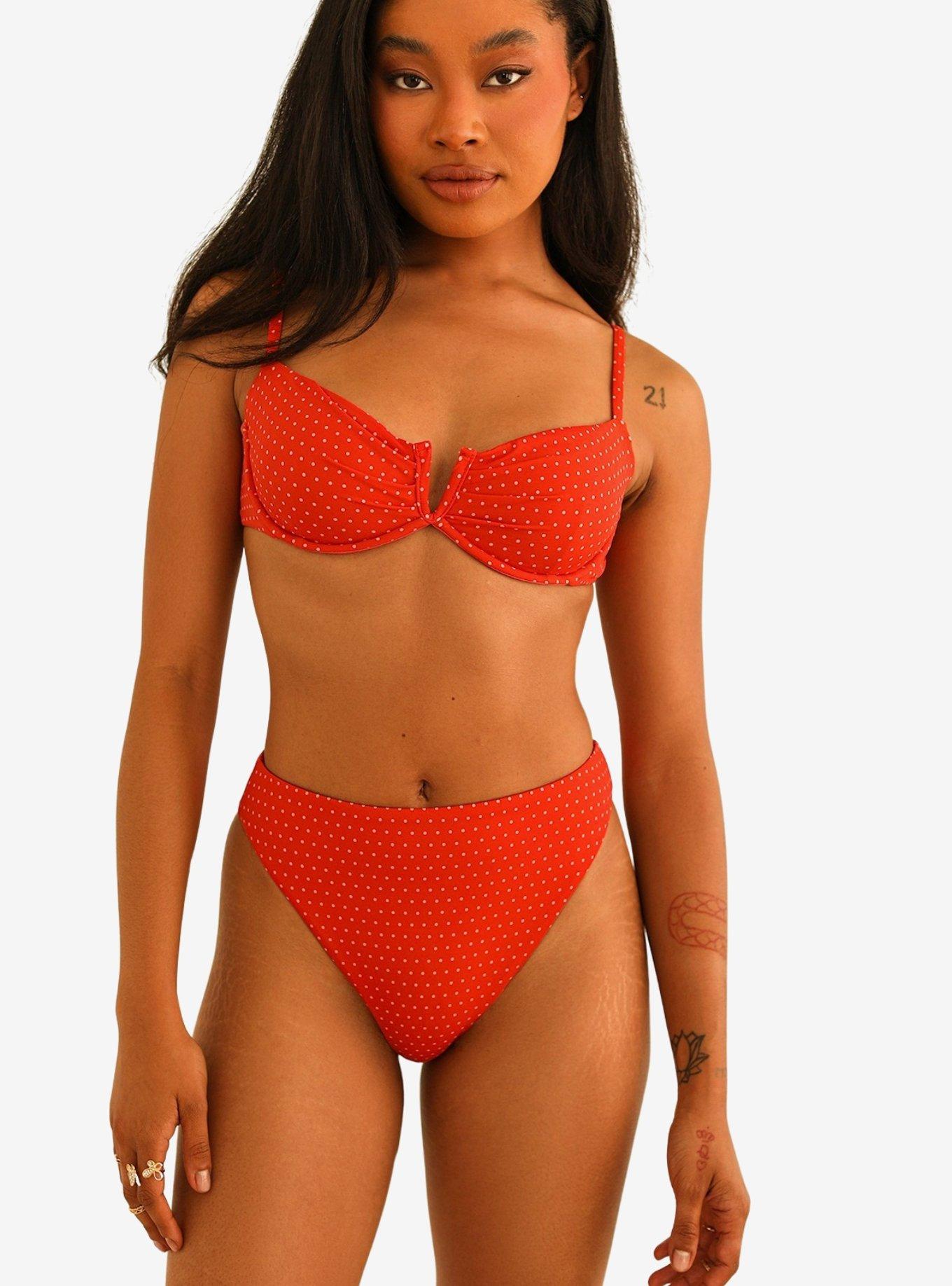 Dippin' Daisy's Seashore High Waisted Cheeky Swim Bottom Pin Up Dot, MULTI, hi-res