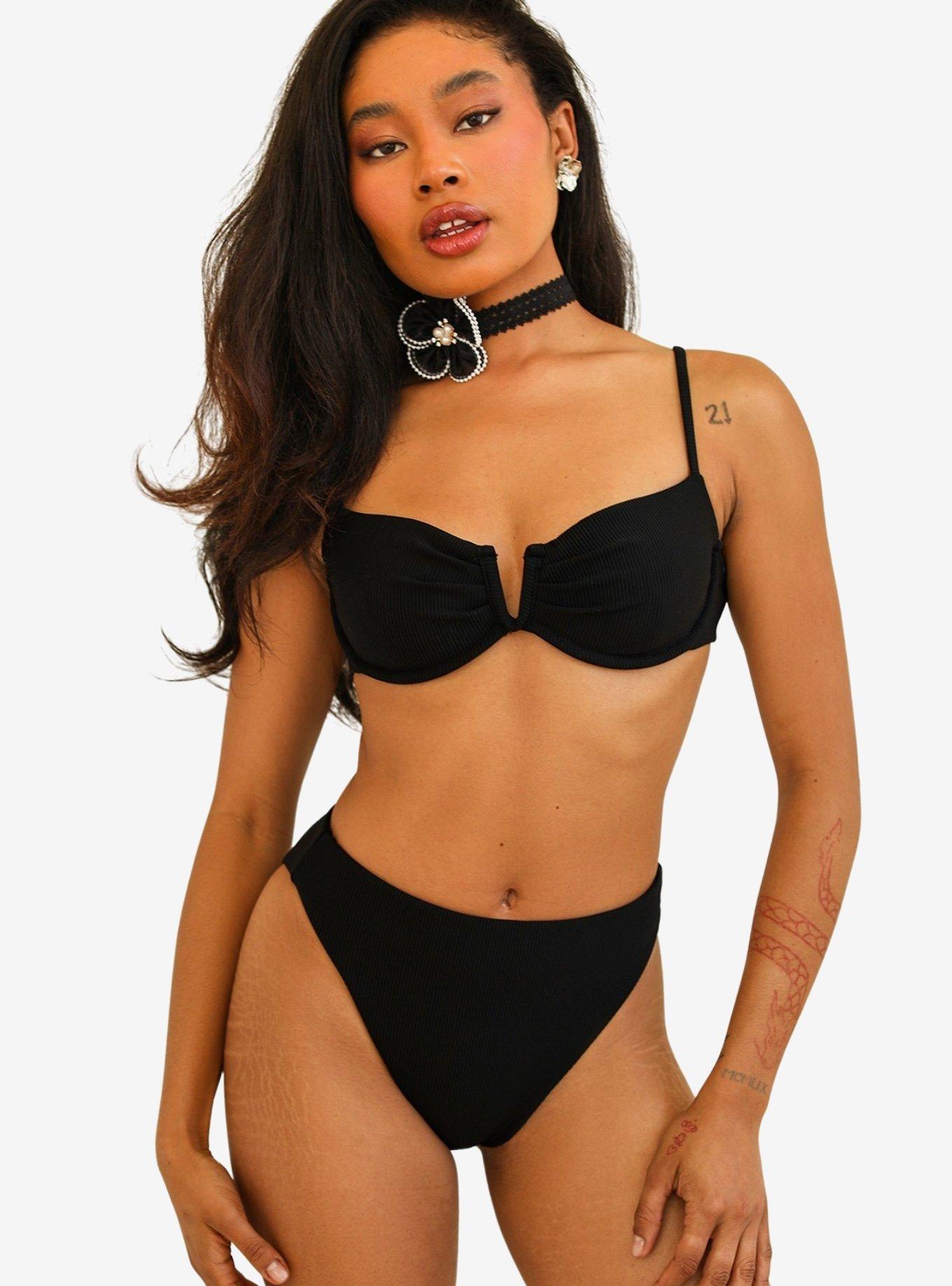 Dippin' Daisy's Diana Underwire Swim Top Black Rib, BLACK, hi-res