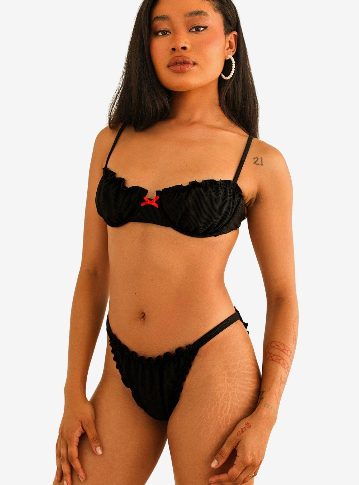 Dippin' Daisy's Gisele Cheeky Swim Bottom Black Rib, , hi-res