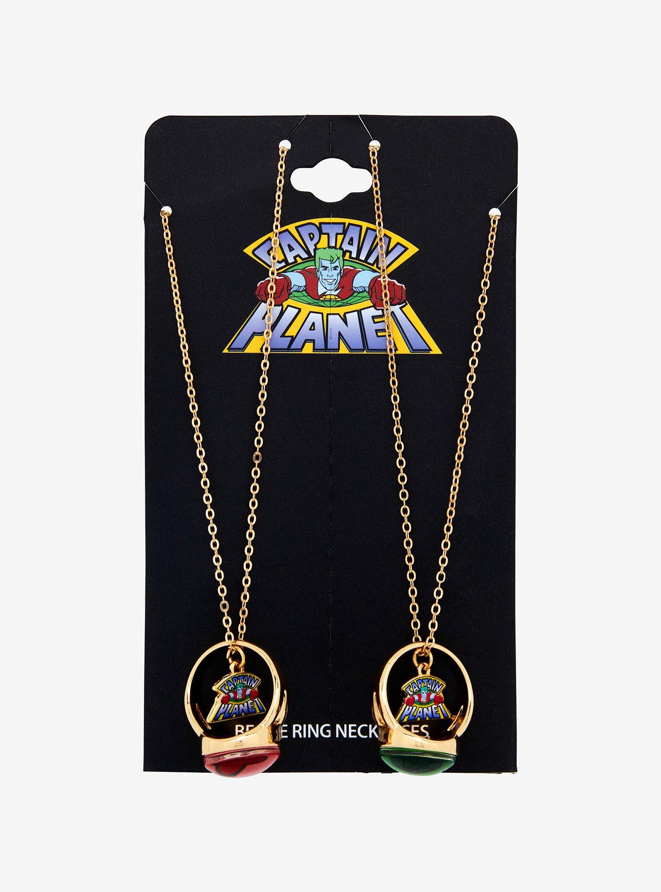 Captain Planet Ring Replica Best Friend Necklace Set