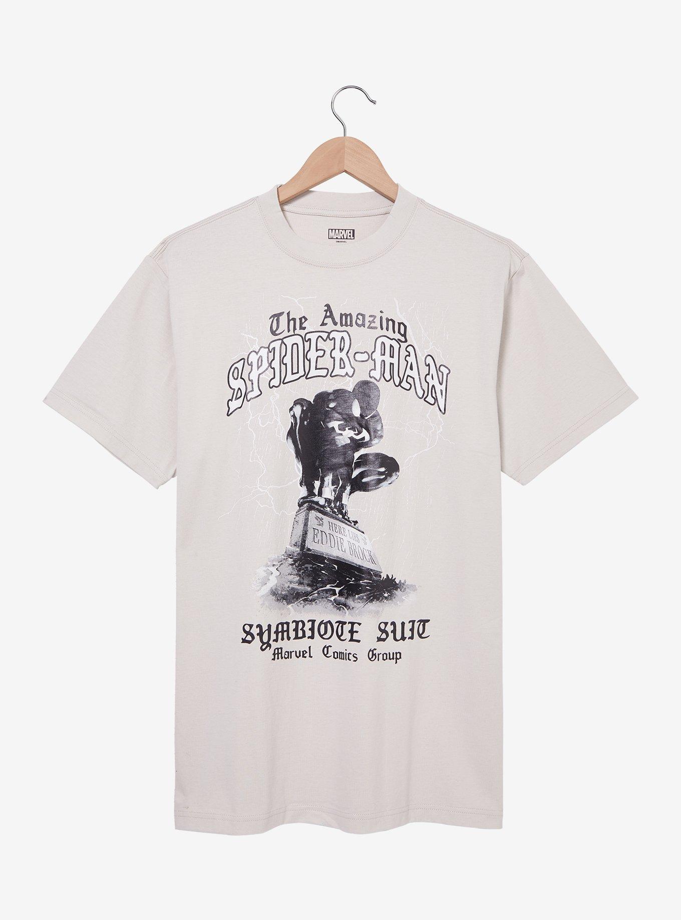 Marvel The Amazing Spider-Man Symbiote Suit Gravestone T-Shirt — BoxLunch Exclusive, OFF WHITE, hi-res