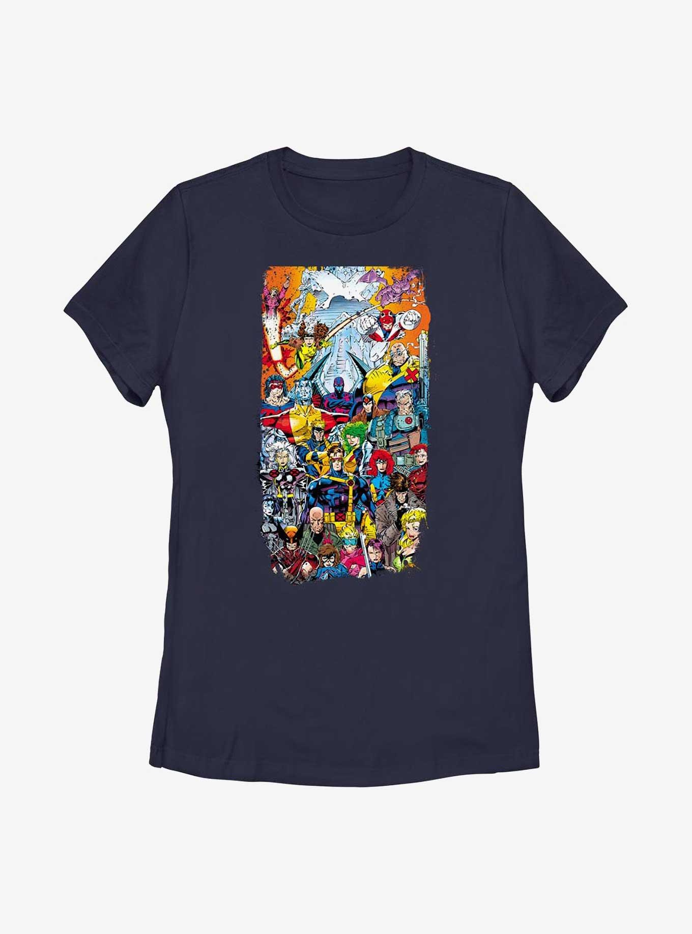 X-Men Group Poster Womens T-Shirt, NAVY, hi-res