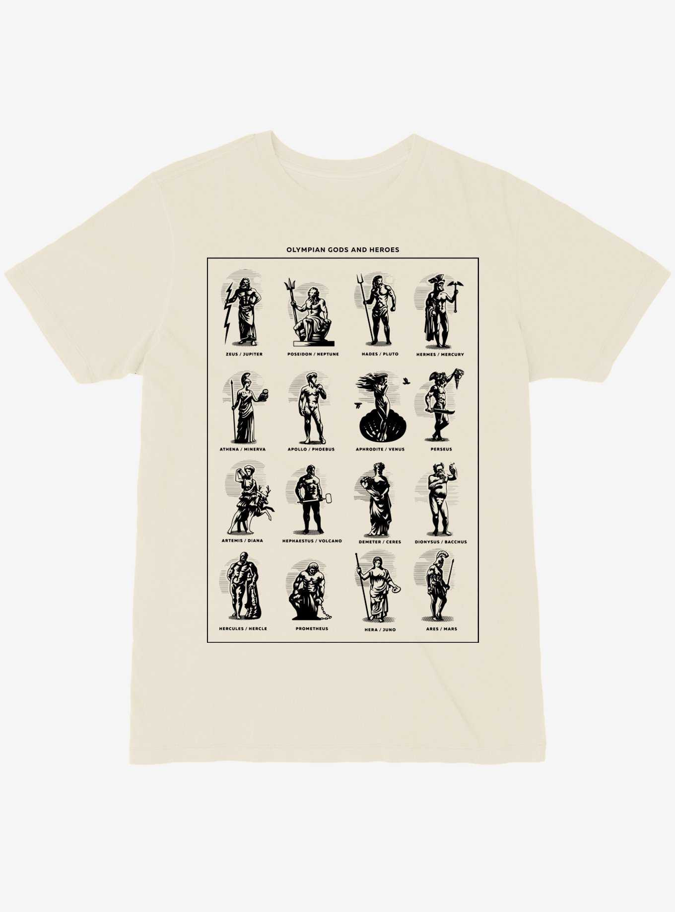 Olympian Gods And Heroes Infographic T-Shirt, , hi-res