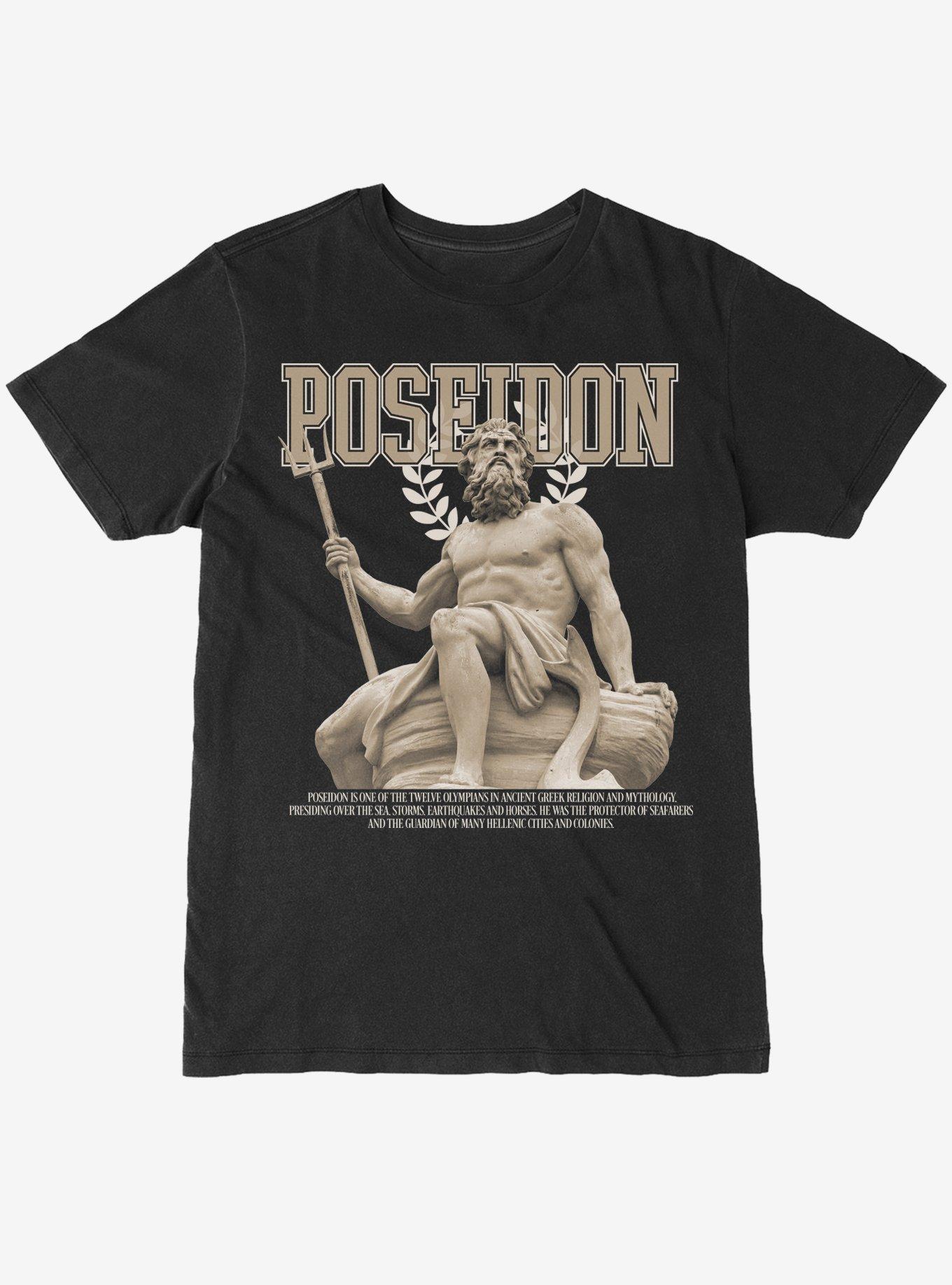 Poseidon Statue T-Shirt, BLACK, hi-res