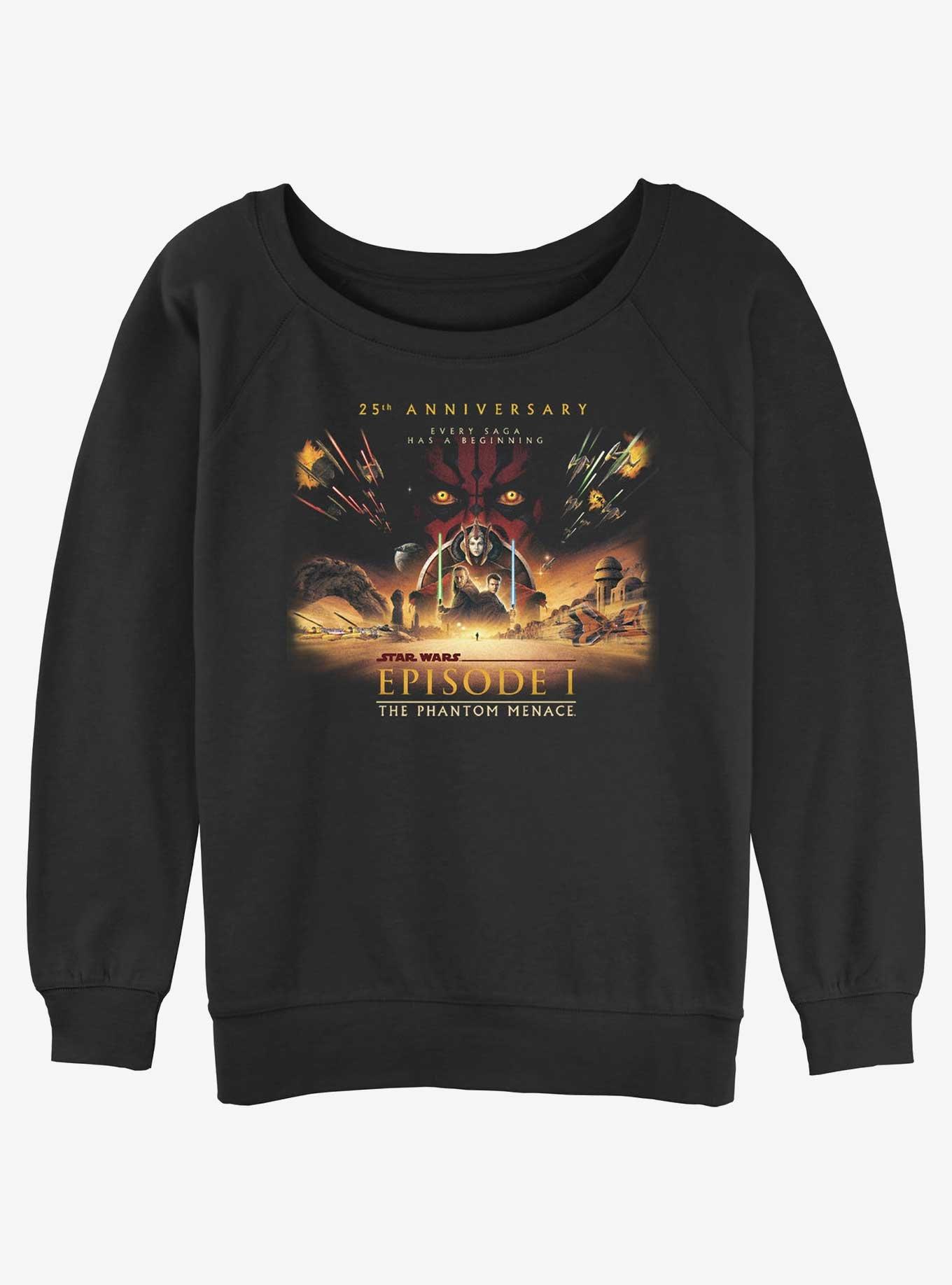 Star Wars Episode I: The Phantom Menace 25th Anniversary Full Poster Womens Slouchy Sweatshirt, BLACK, hi-res