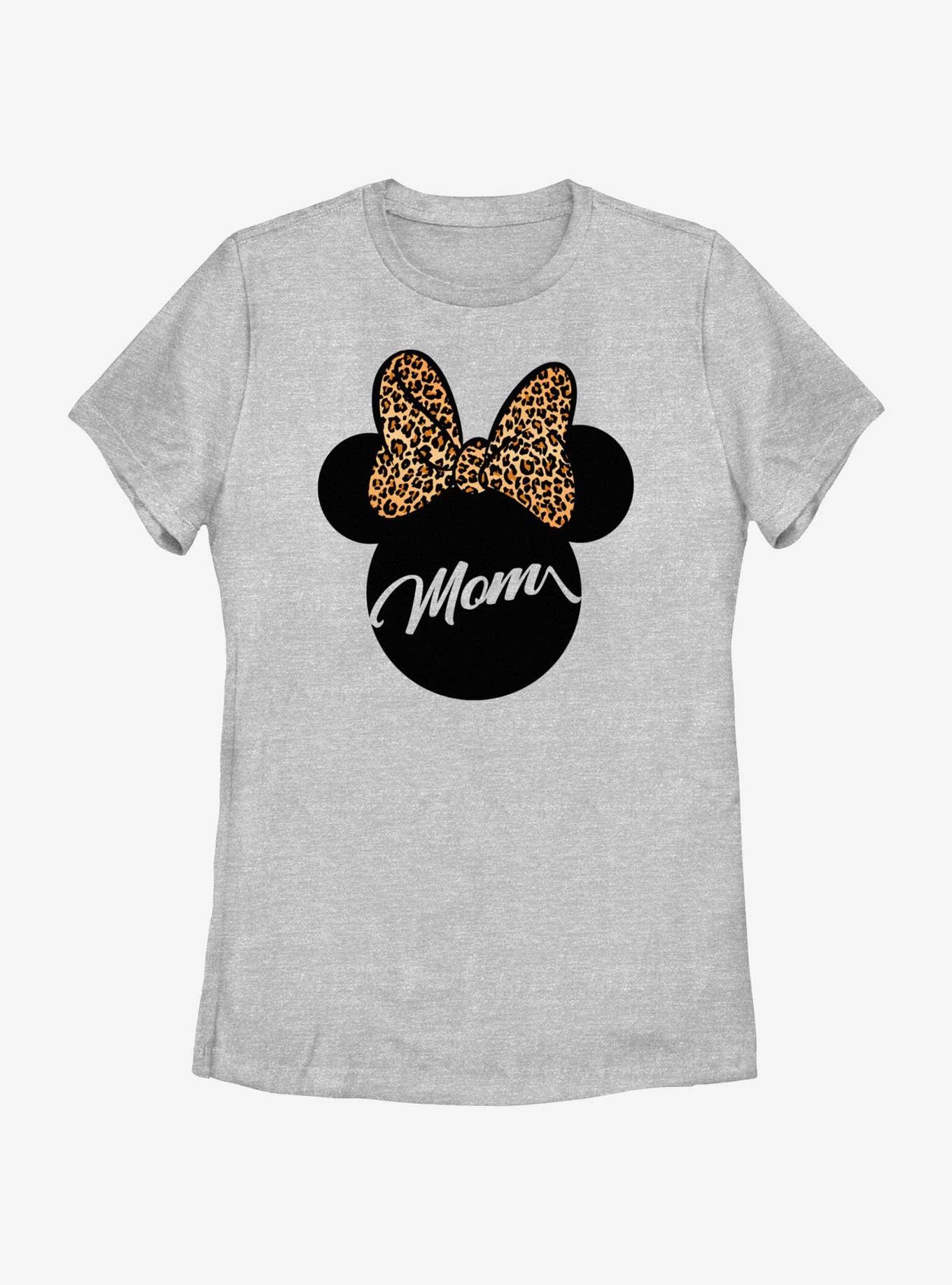 Disney Minnie Mouse Ears Leopard Bow Mom Womens T-Shirt, ATH HTR, hi-res