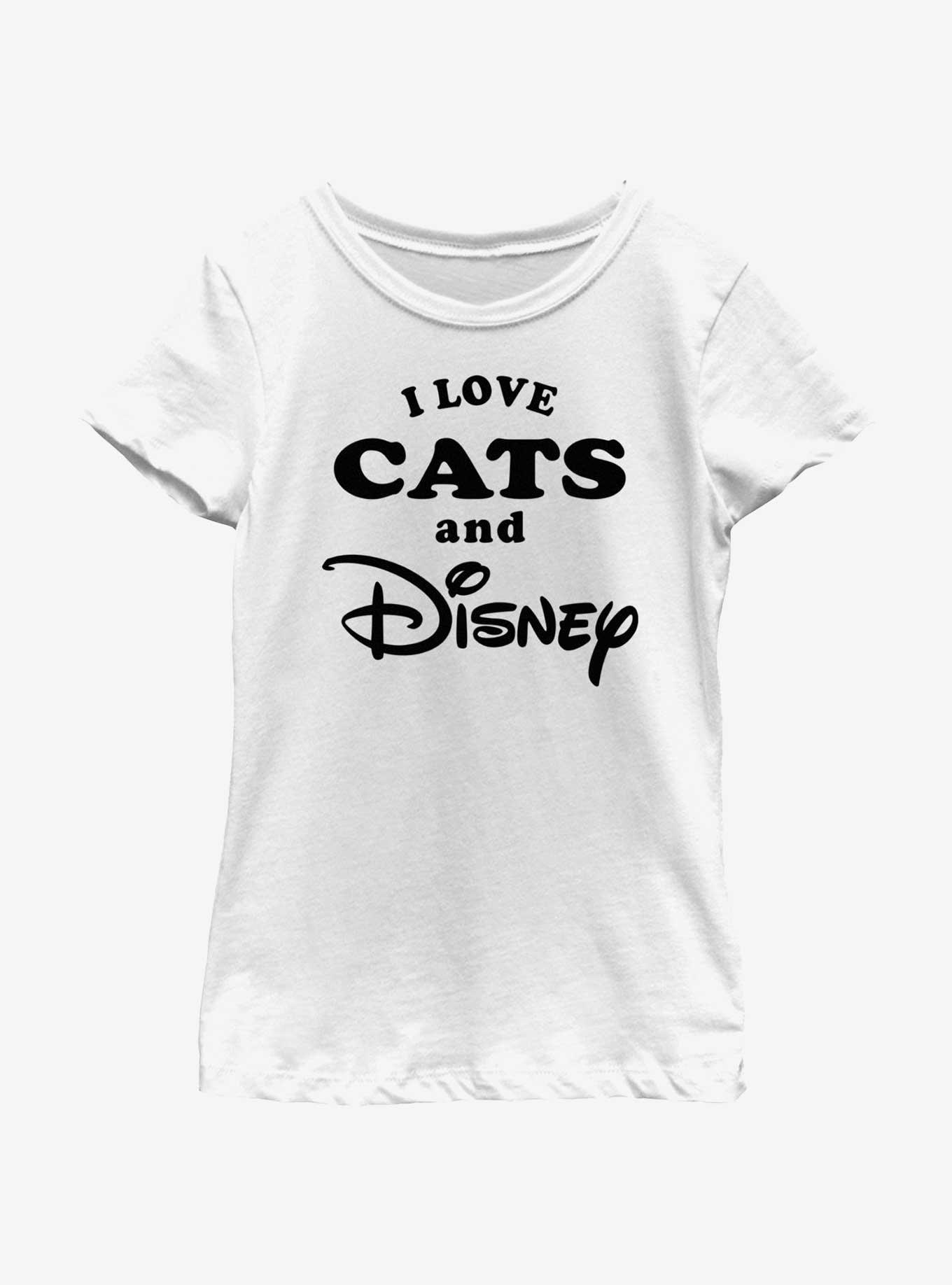 Disney I Love Cats and Disney Girls Youth T-Shirt, WHITE, hi-res