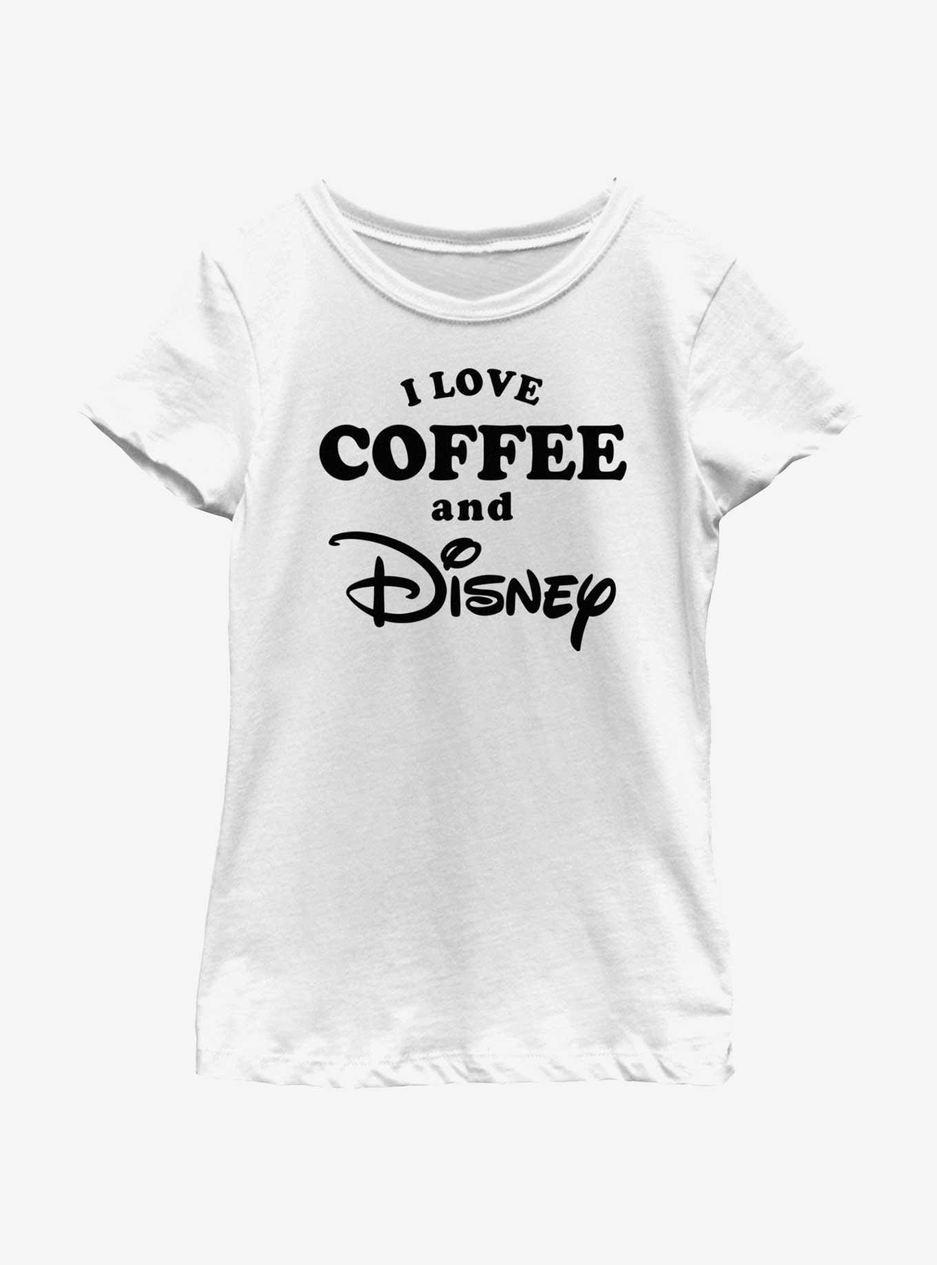 Disney I Love Coffee and Disney Girls Youth T-Shirt, WHITE, hi-res