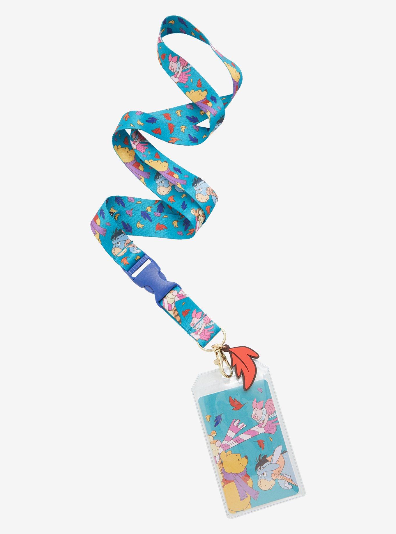 Disney Winnie the Pooh Characters Leaves Allover Print Lanyard - BoxLunch Exclusive, , hi-res