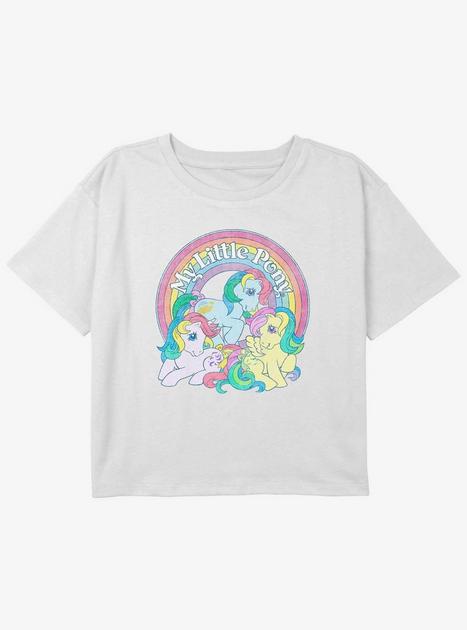 My Little Pony Retro Ponies Youth Girls Boxy Crop T-Shirt - WHITE