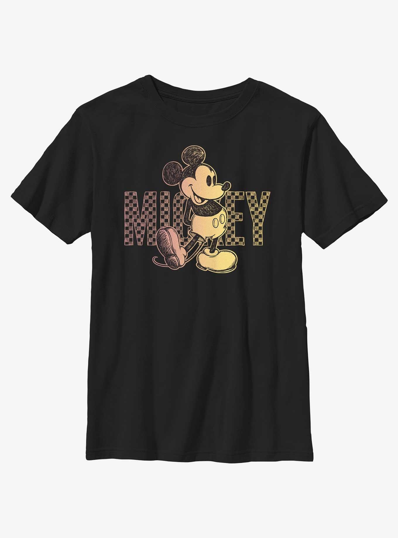 Disney Mickey Mouse Checkered Mouse Youth T-Shirt, BLACK, hi-res