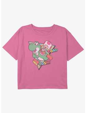Nintendo Yoshi And Toad Triangle Youth Girls Boxy Crop T-Shirt, , hi-res