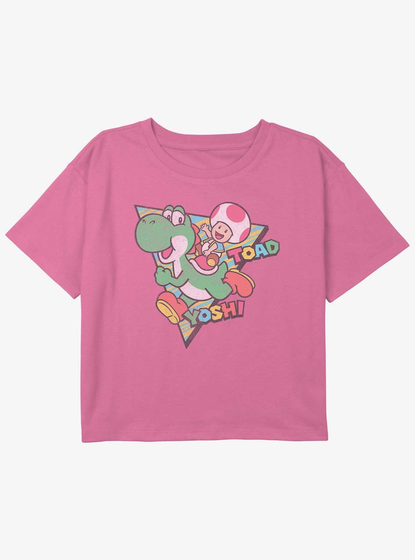 Nintendo Yoshi And Toad Triangle Youth Girls Boxy Crop T-Shirt, , hi-res