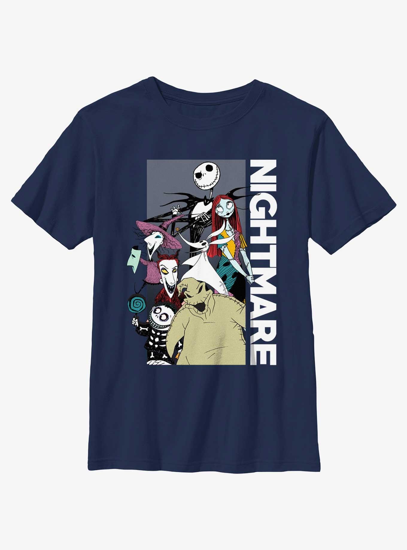 Disney The Nightmare Before Christmas Group Stacked Portrait Youth T-Shirt, NAVY, hi-res