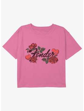 Fender Hearts & Roses Youth Girls Boxy Crop T-Shirt, , hi-res