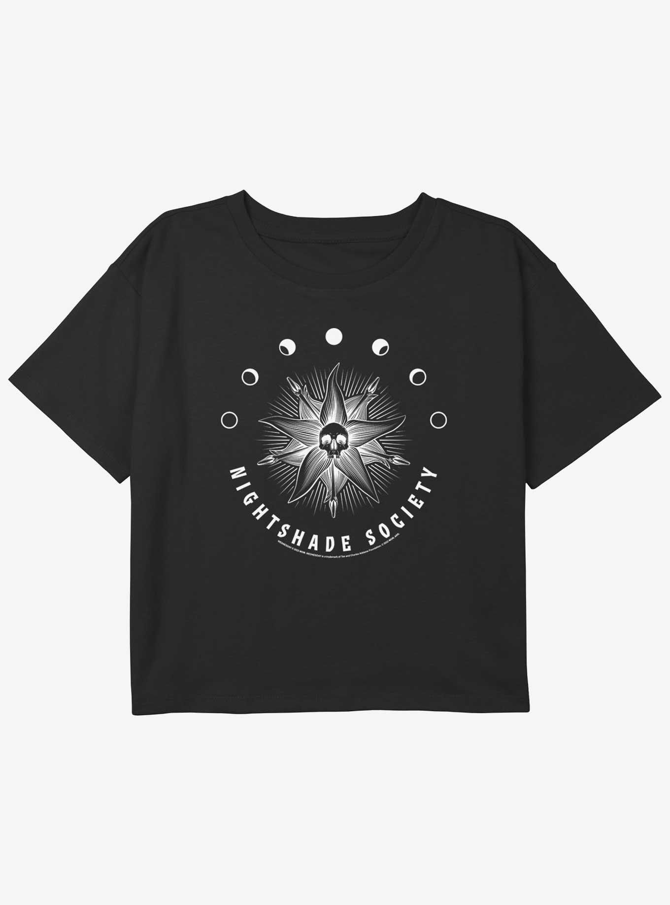 Wednesday Nightshade Society Youth Girls Boxy Crop T-Shirt, , hi-res