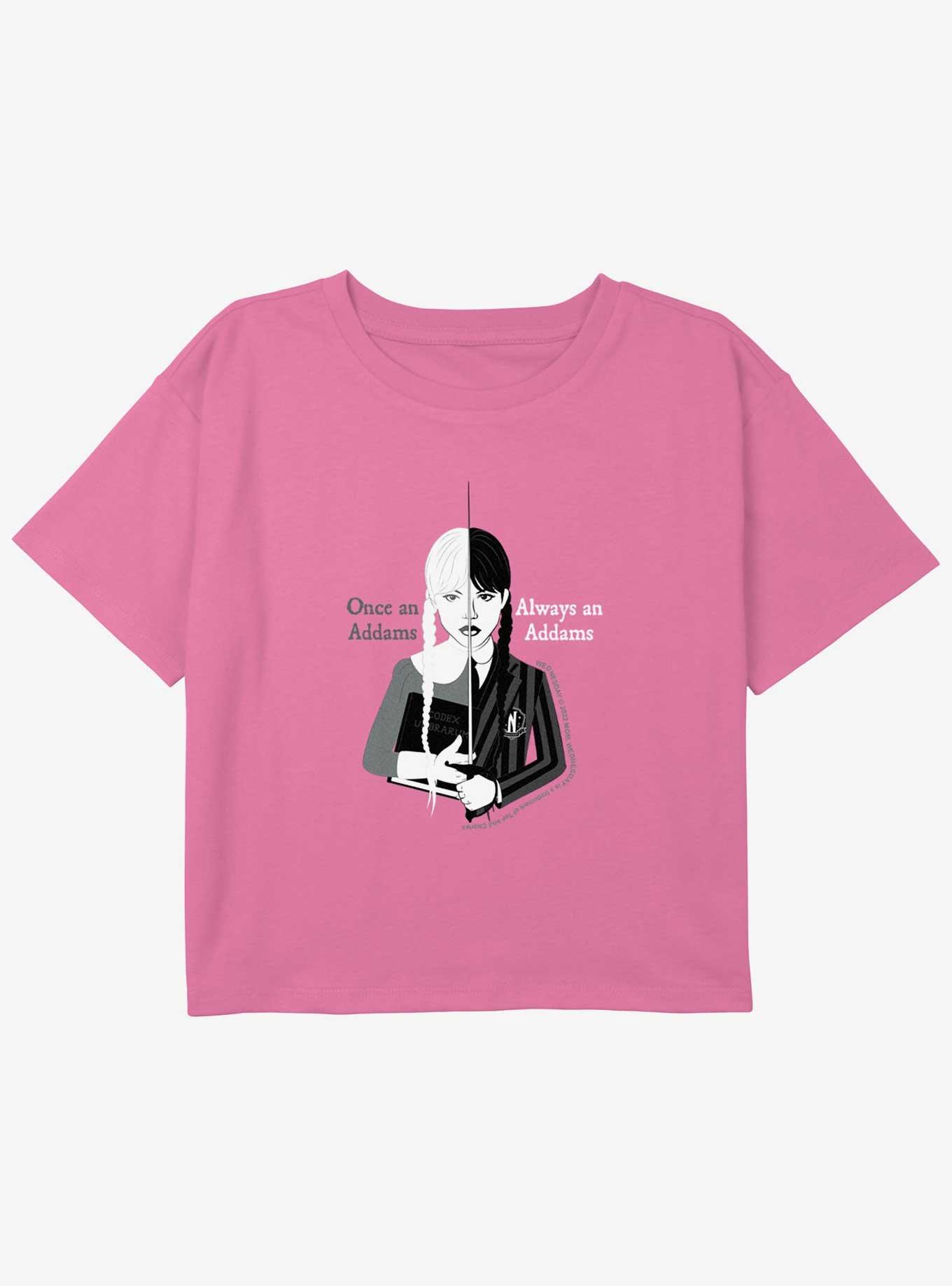 Wednesday One An Addams Always An Addams Youth Girls Boxy Crop T-Shirt, , hi-res