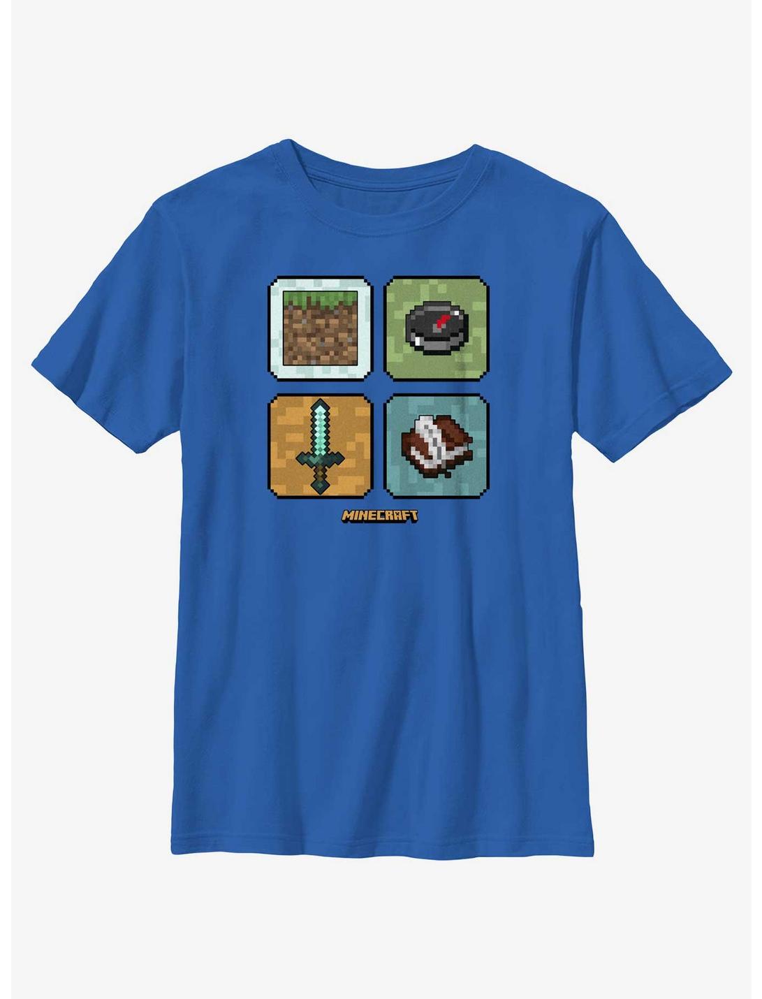 Minecraft Icon Grid Youth T-Shirt, ROYAL, hi-res